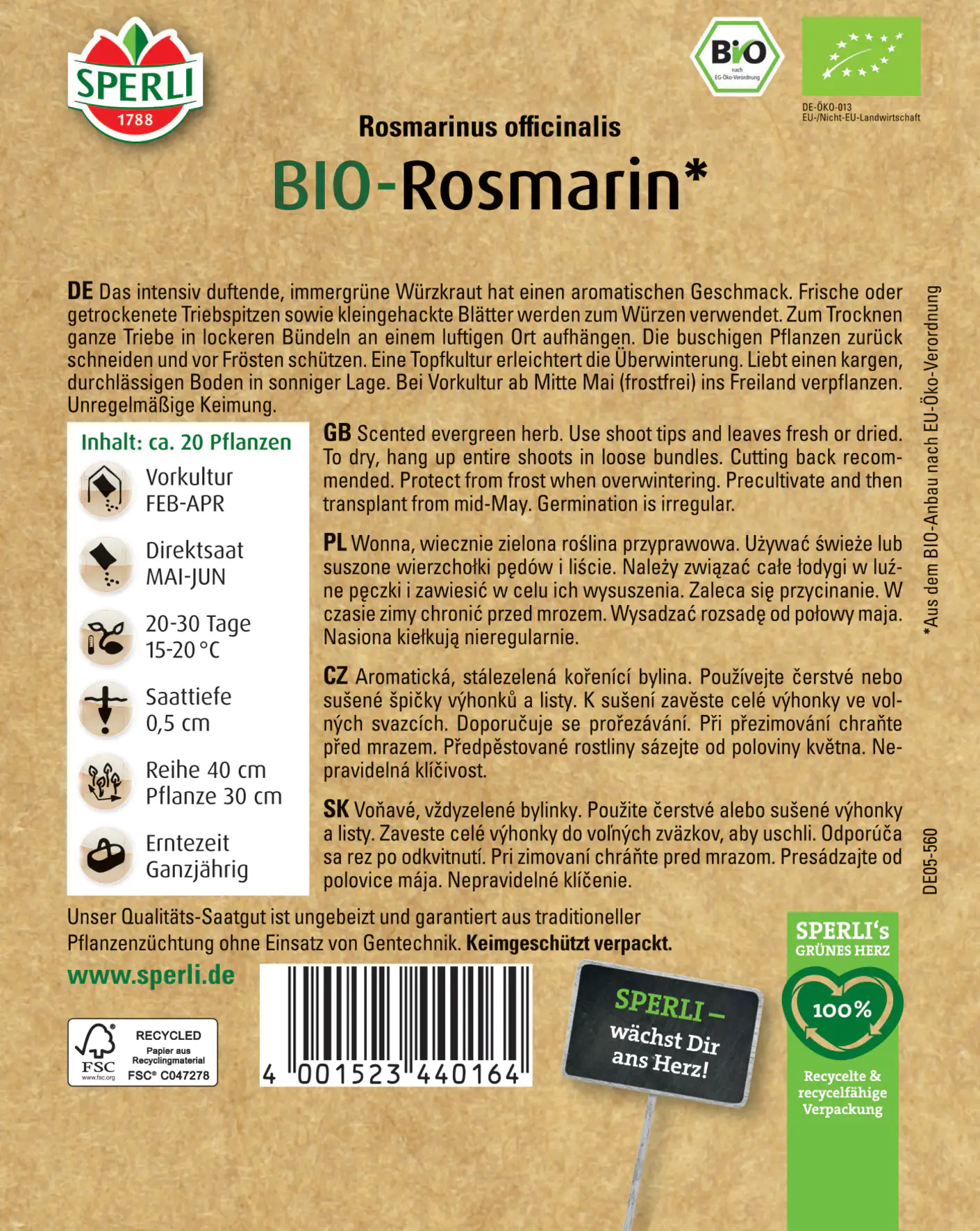 Sperli BIO Rosmarin