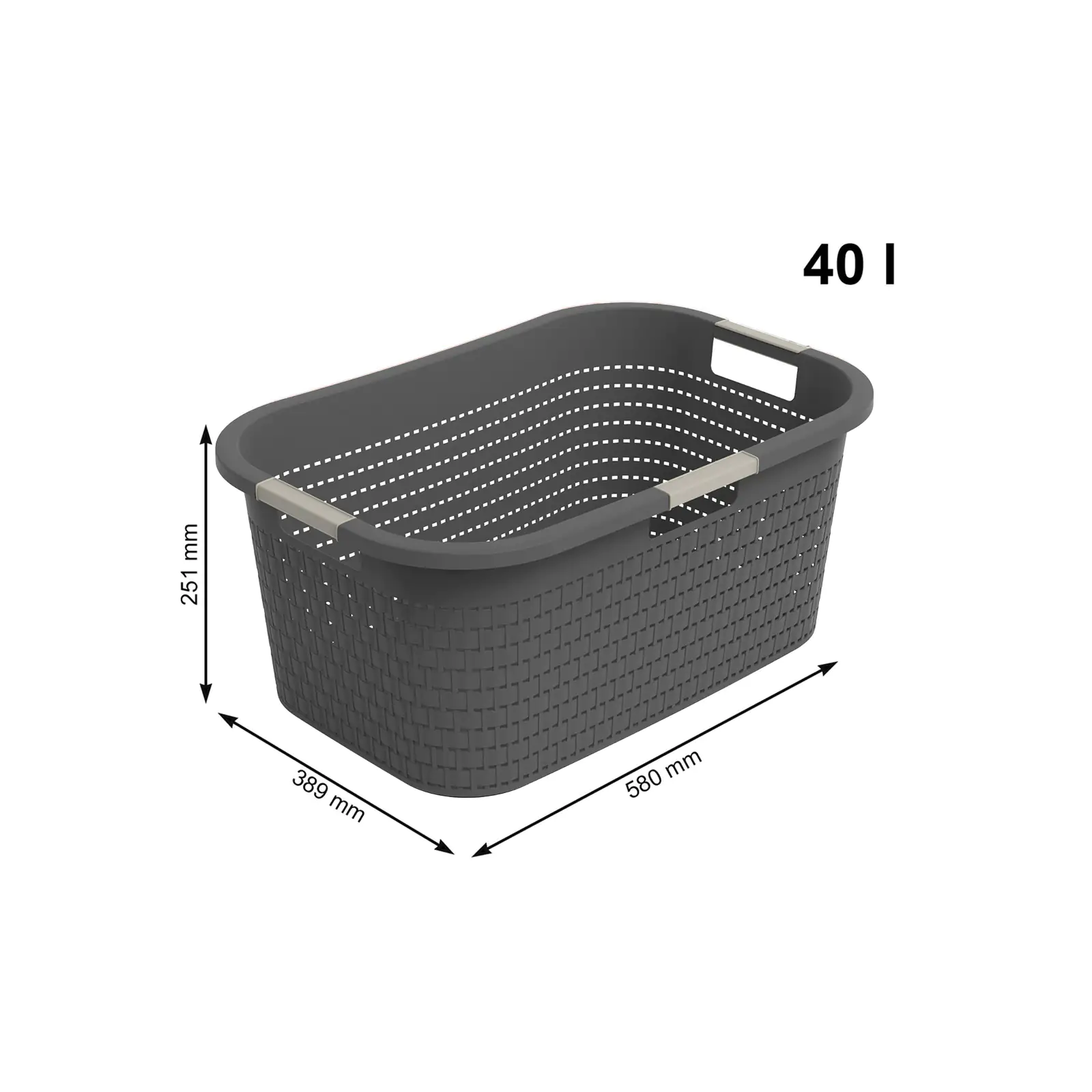 Rotho Wäschekorb Country, 40 L anthrazit