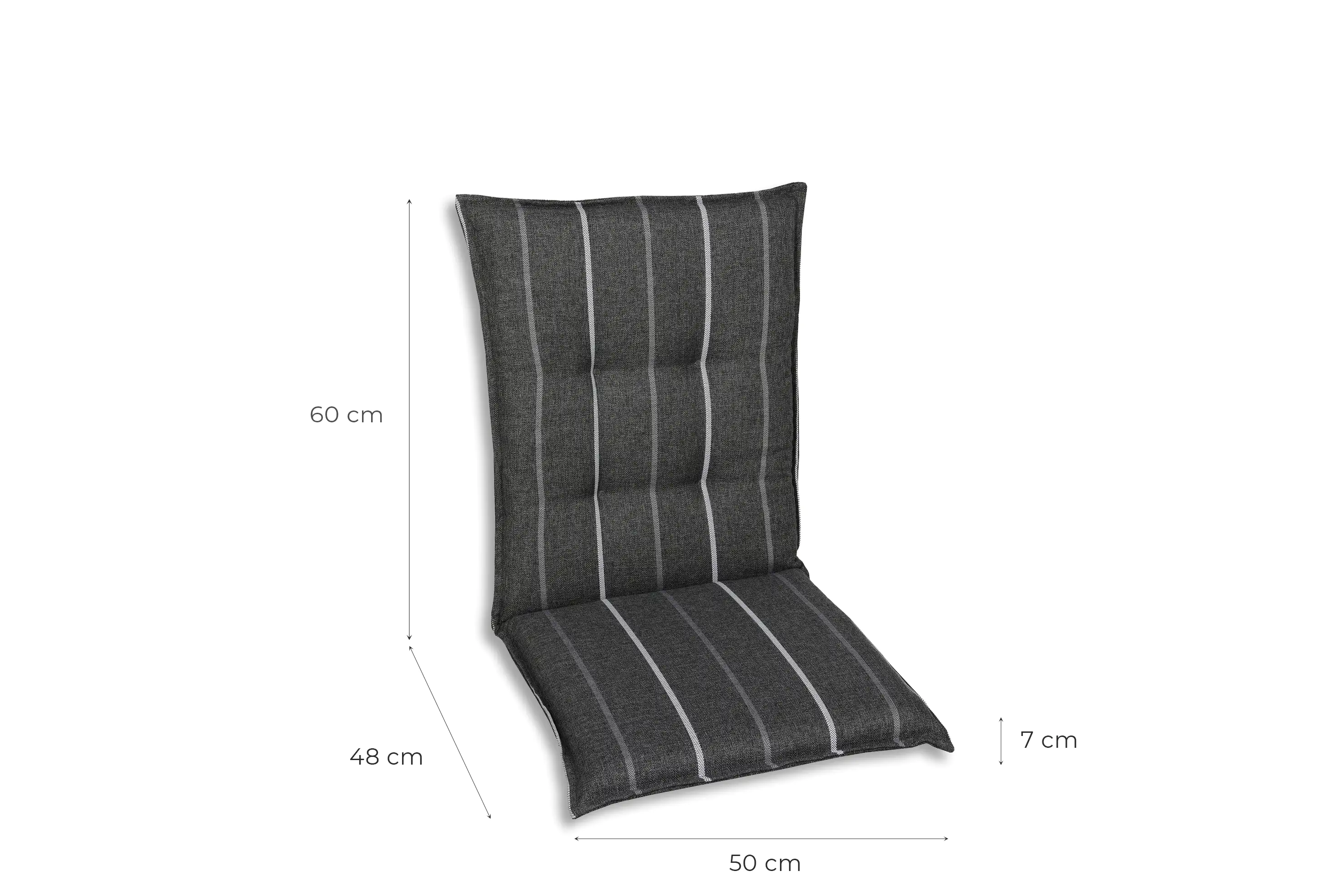 GO-DE Mittellehner-Auflage 108 cm x 50 cm x 7 cm, grau, anthrazit