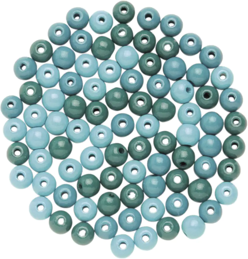 Glorex Holzperle türkis mix 6 mm - 118 Stück