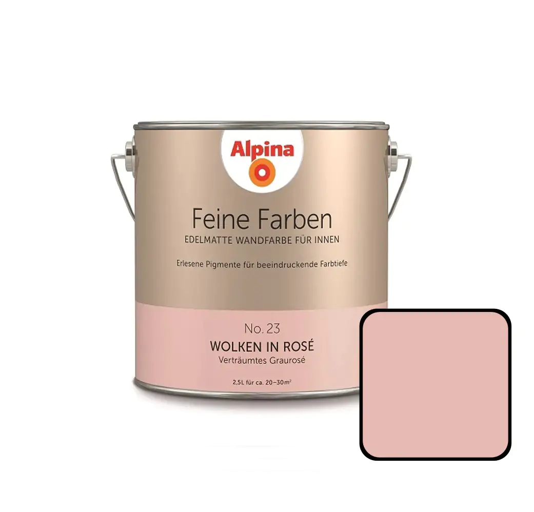 Alpina Feine Farben Wandfarbe No. 23 Wolken in Rosê - verträumtes graurosé 2,5 L