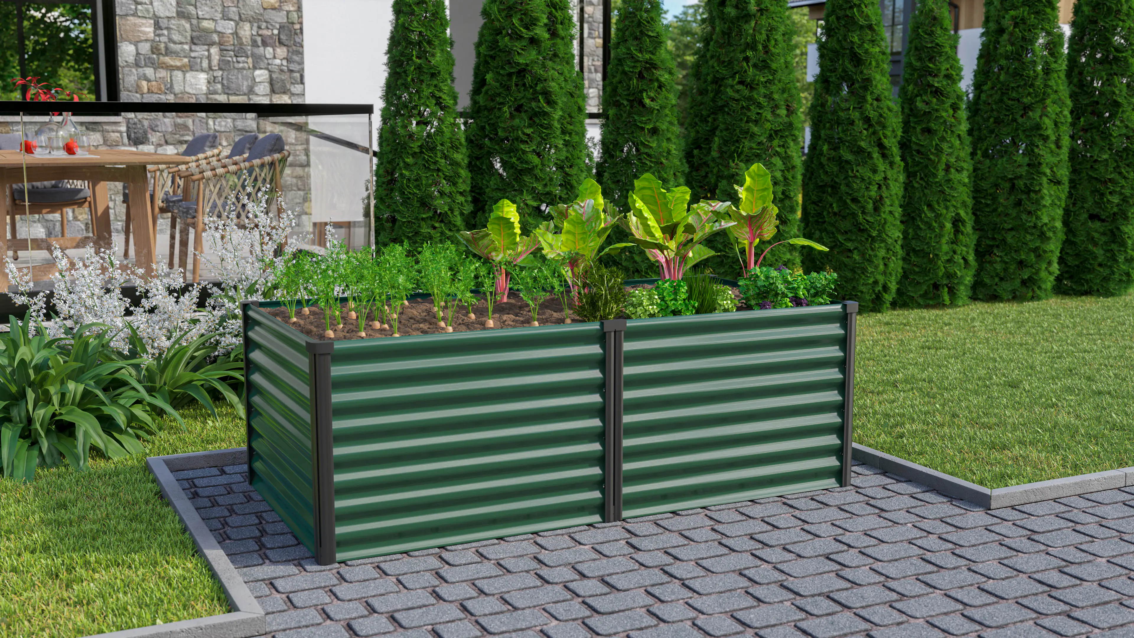 Vitavia Hochbeet Meta 96 x 188 x 63 cm seegras/schwarz