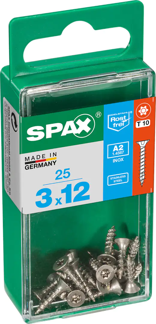Spax Universalschrauben 3.0 x 12 mm TX 10 - 25 Stück Edelstahl