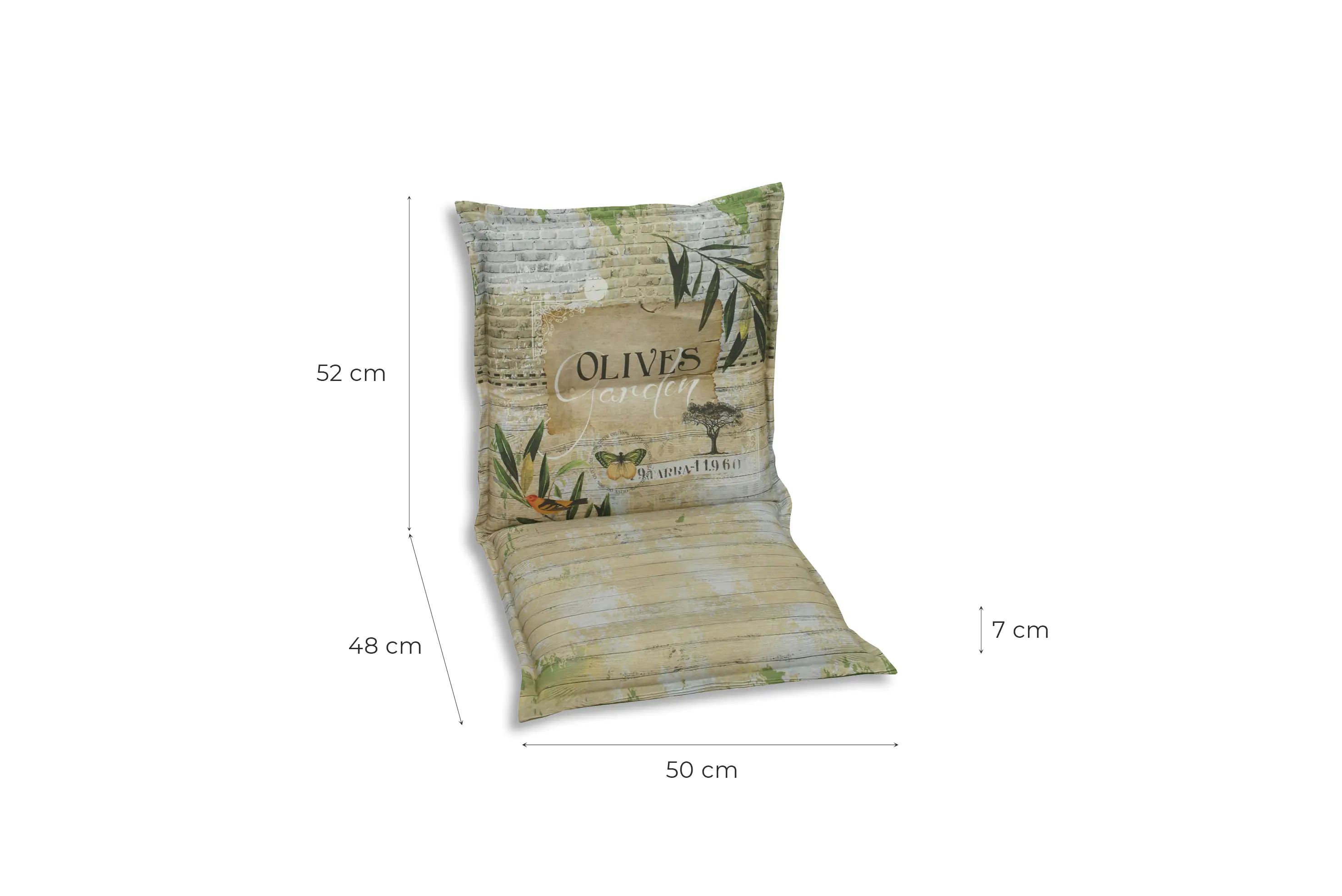 Go-De Niederlehner-Auflage 100 cm x 50 cm x 7 cm, grün beige gemustert