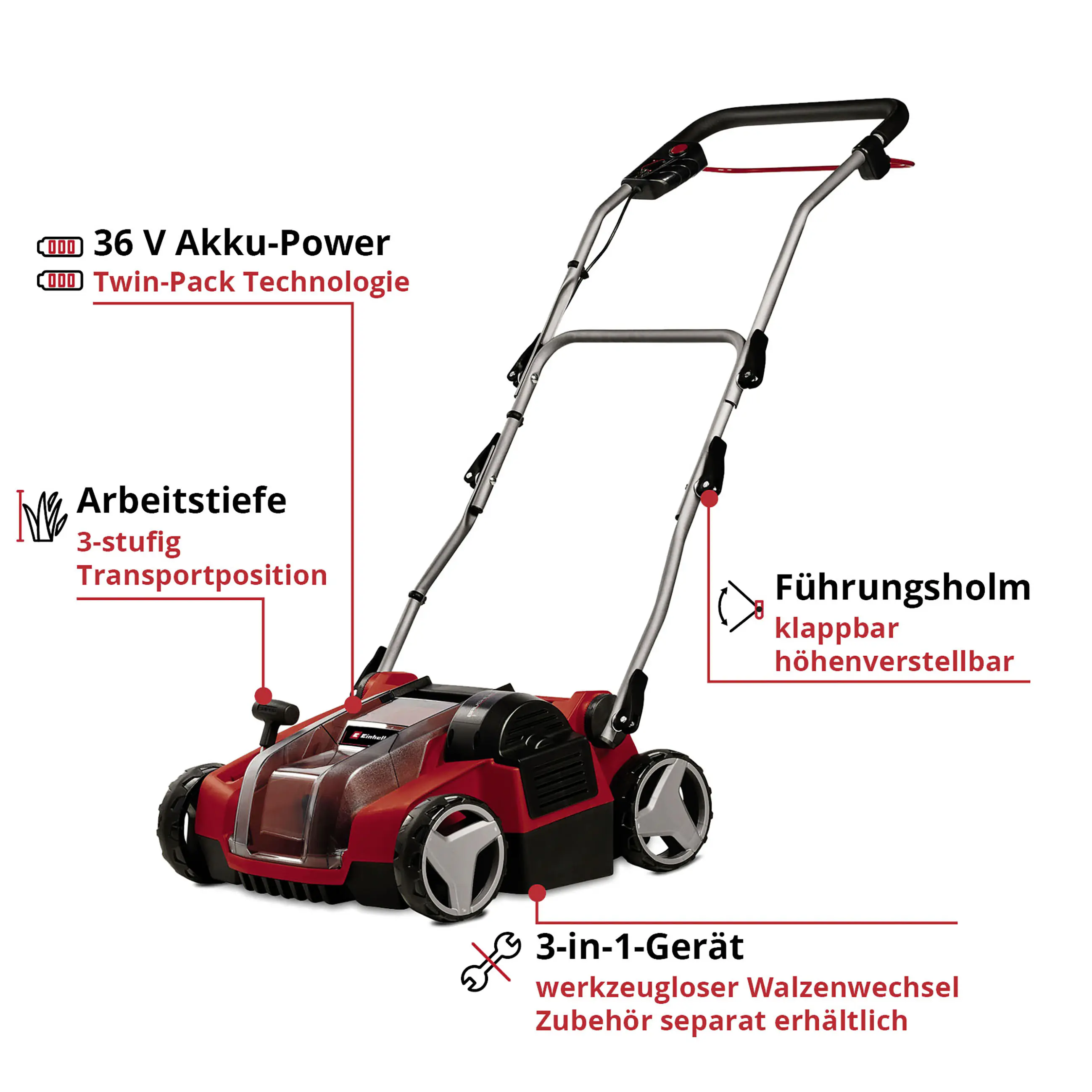 Einhell Akku-Vertikutierer GE-SC 36 V Li Solo 35 cm Arbeitsbreite