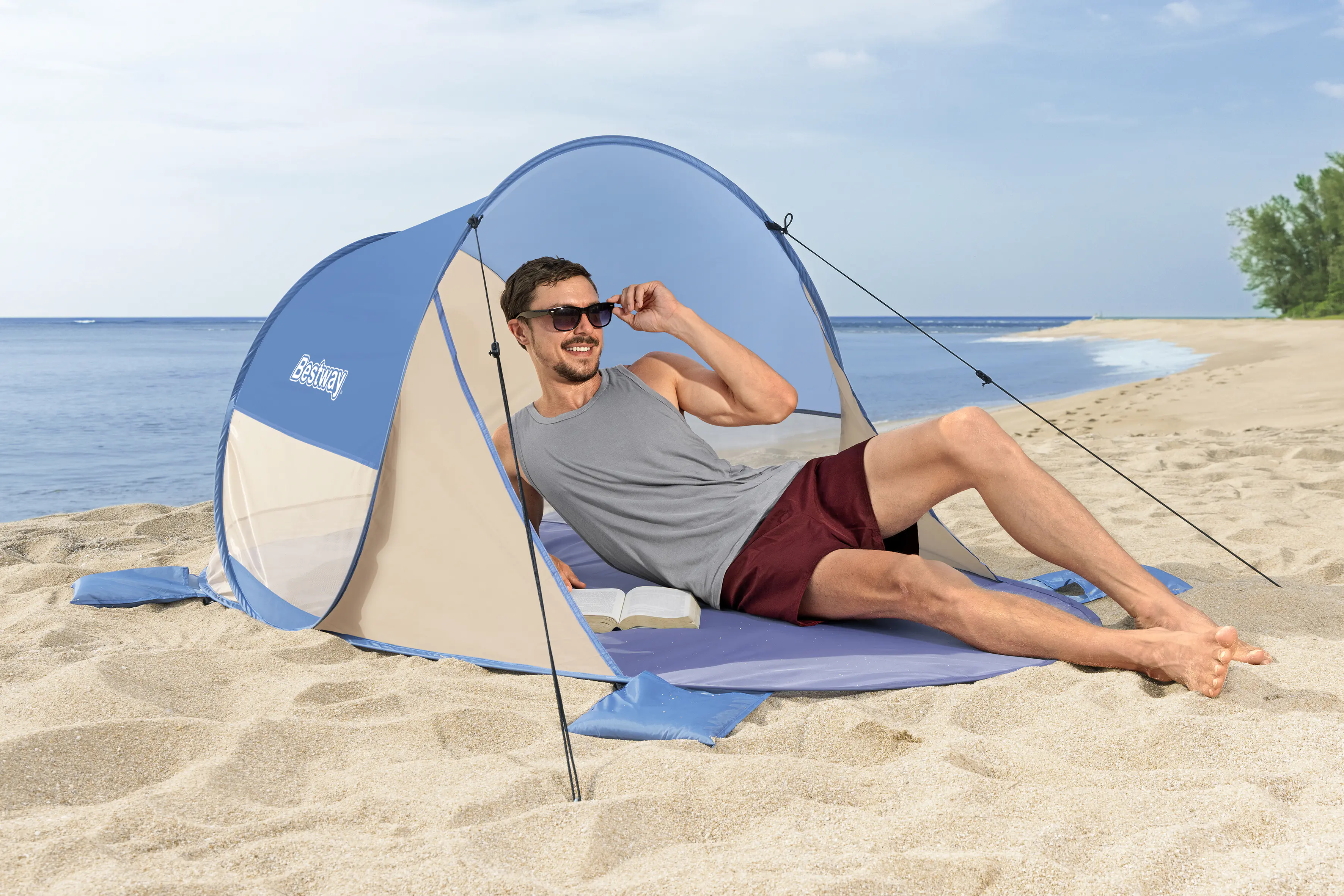 Bestway Zelt Strandmuschel Beach Quick 2 blau 200 x 120 x 90 cm