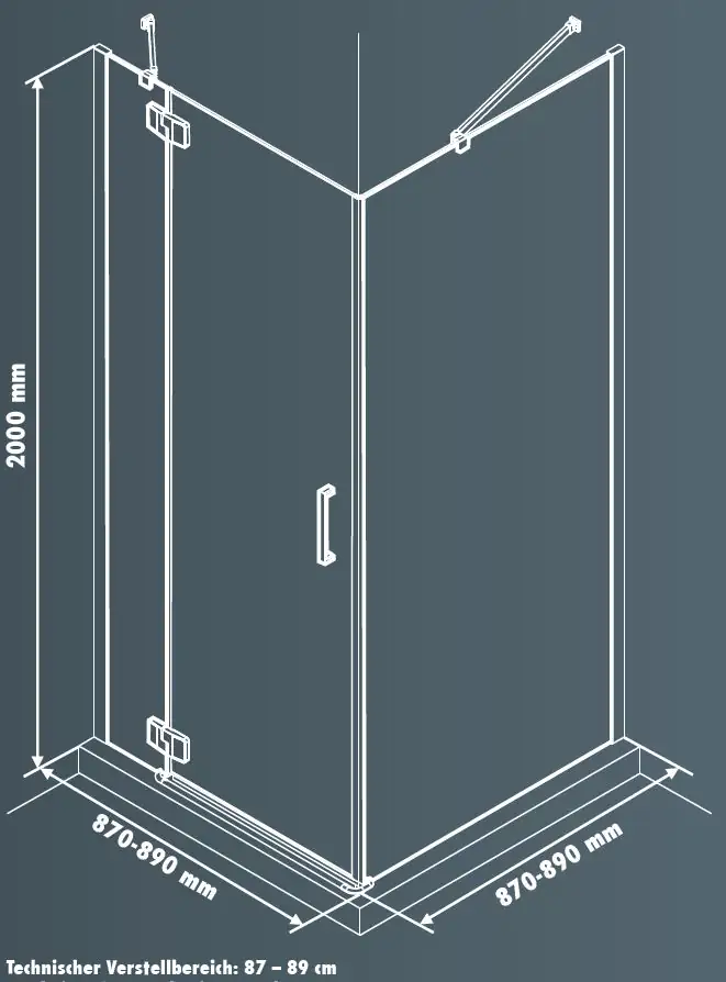 Primaster Dusch-Drehtür links mit Seitenwand Easy-8 90 x 90 cm Klarglas