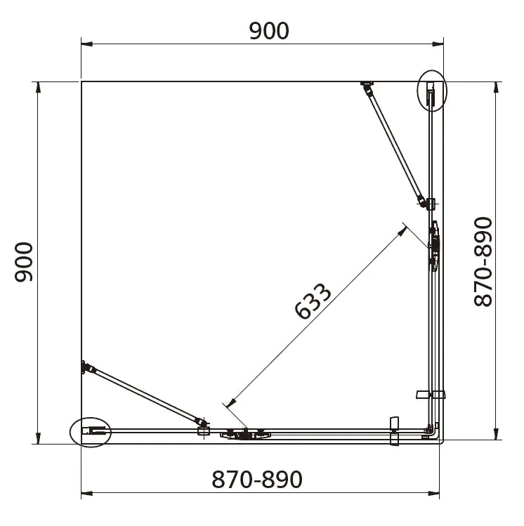 Primaster Eckdusche Easy-8 De Luxe Drehtür 90 x 90 cm Klarglas chrom