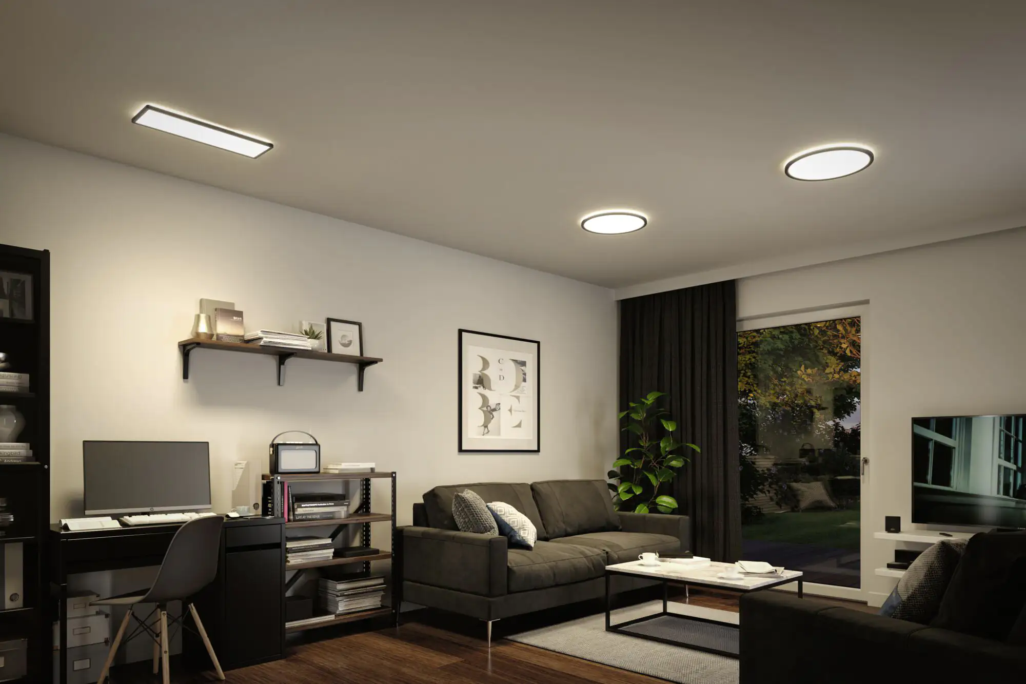 Paulmann LED Panel Atria Shine schwarz Ø 42 cm neutralweiß