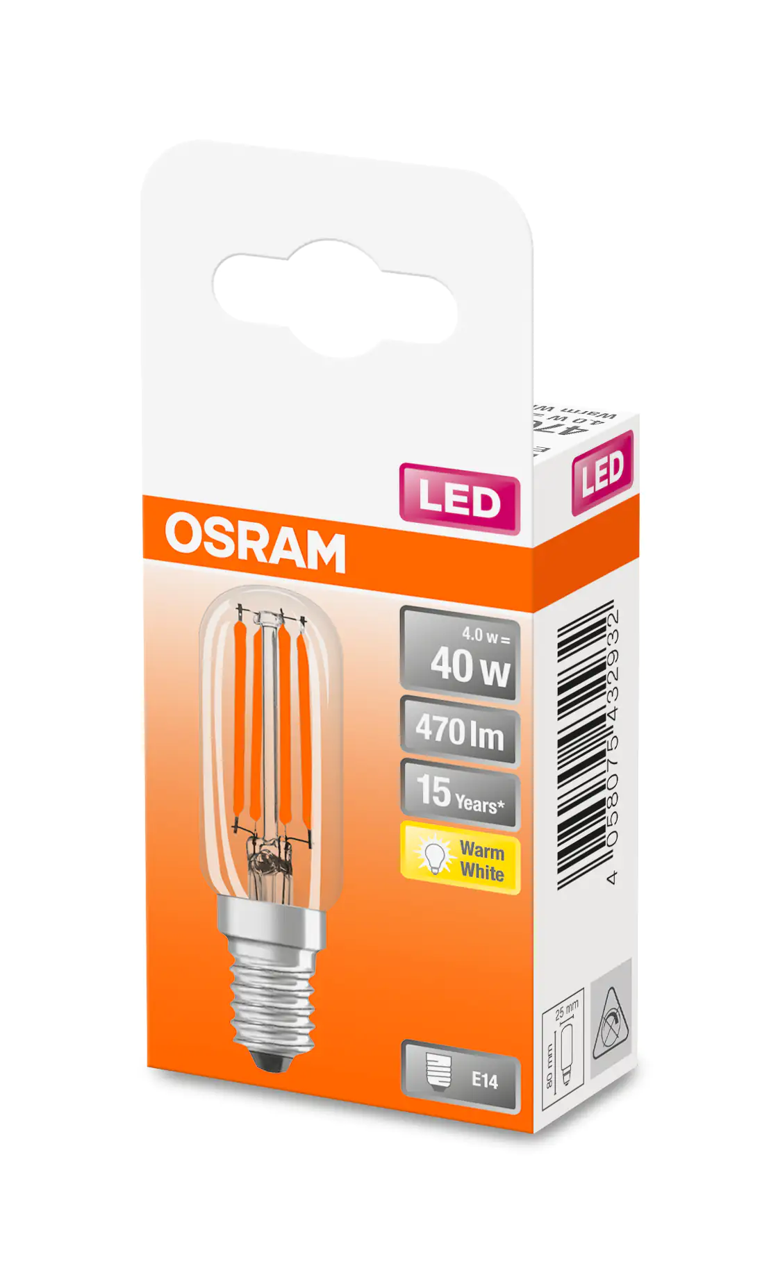Osram LED Leuchtmittel Special T26 40 E14 4W warmweiß, klar