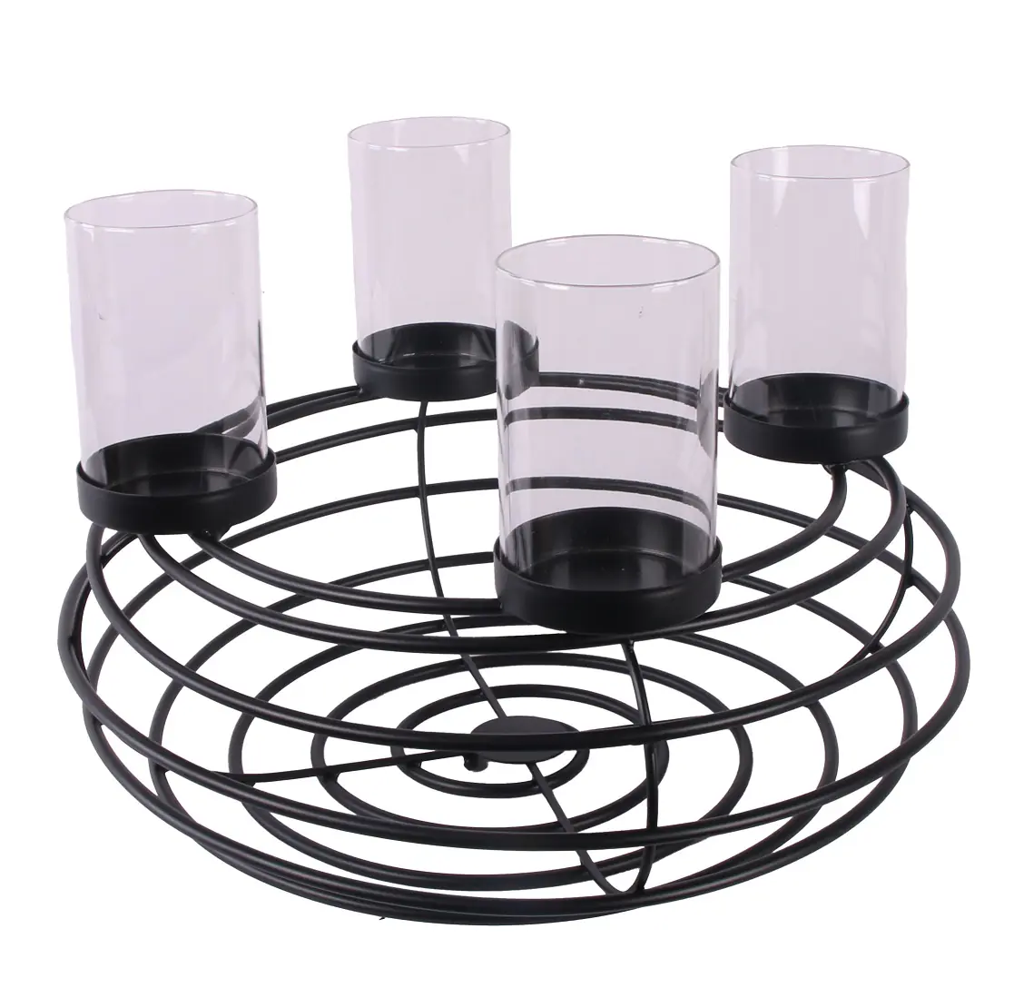 TrendLine Adventskranz Metall Ø 38 cm inklusive 4 Gläser