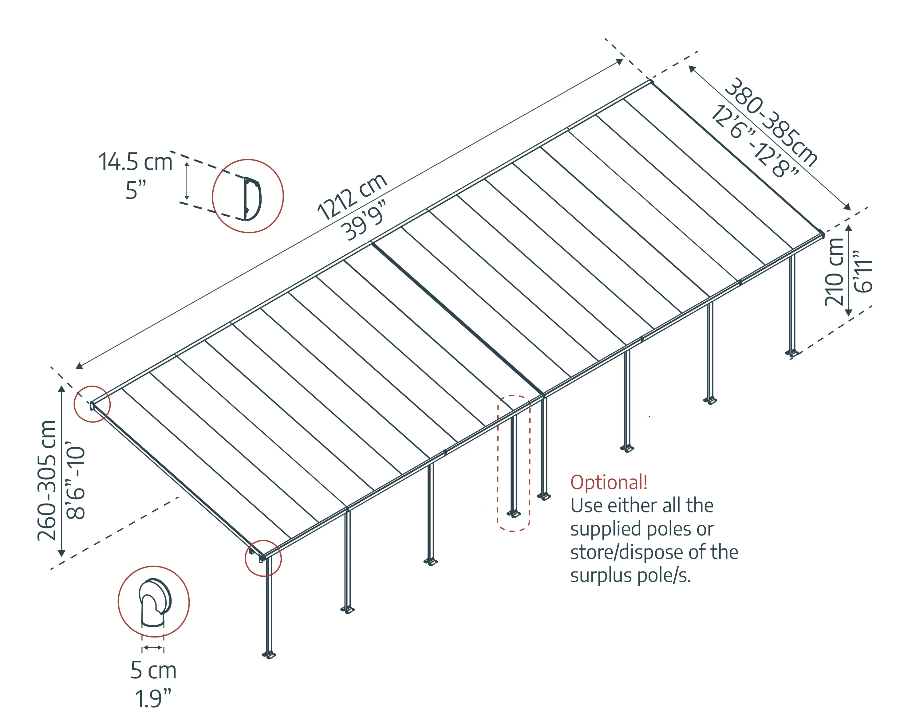 Canopia Terrassenüberdachung Feria 1212 x 380 cm weiß