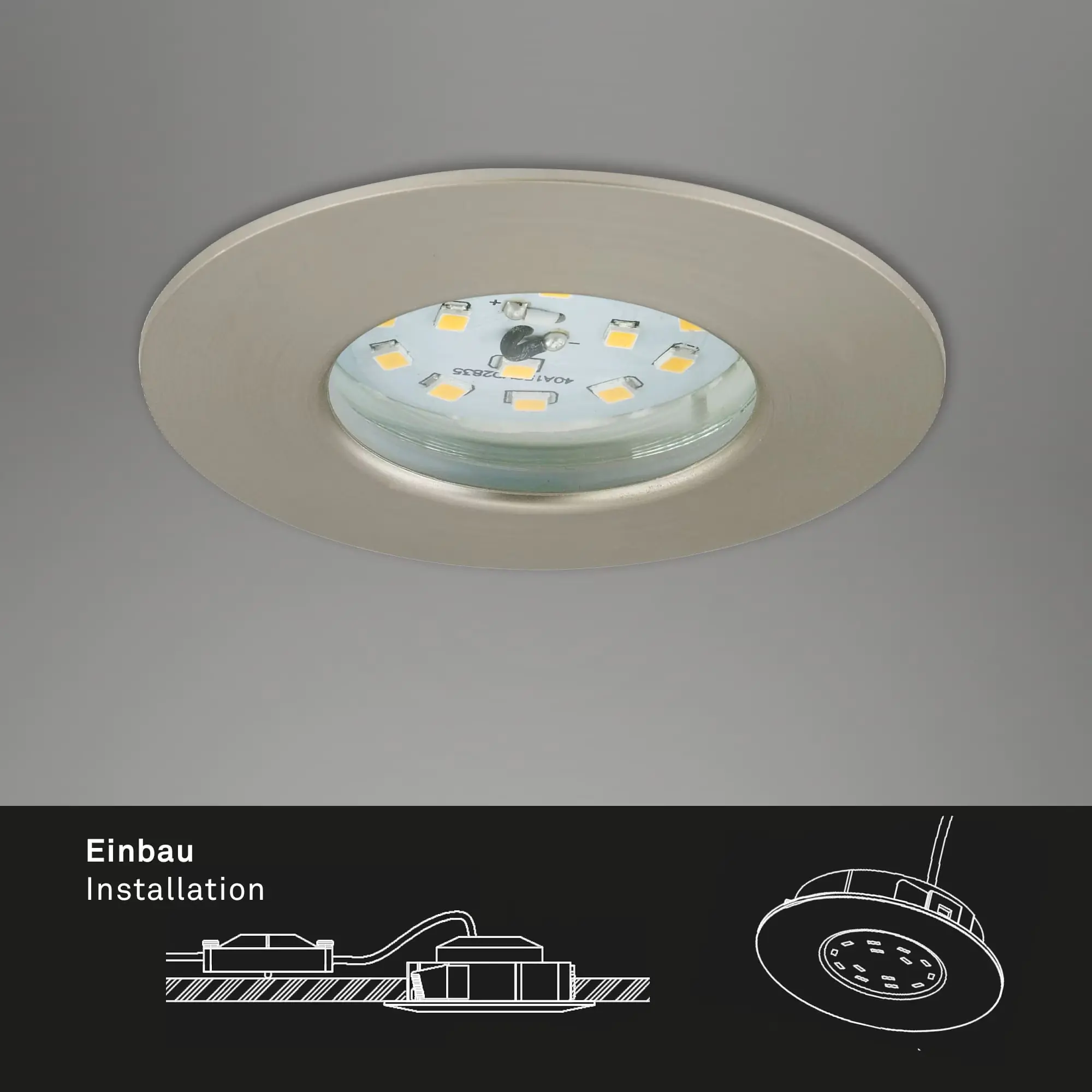 Briloner 3er Set LED Einbauleuchten Attach nickel-matt Ø 7,5 cm starr