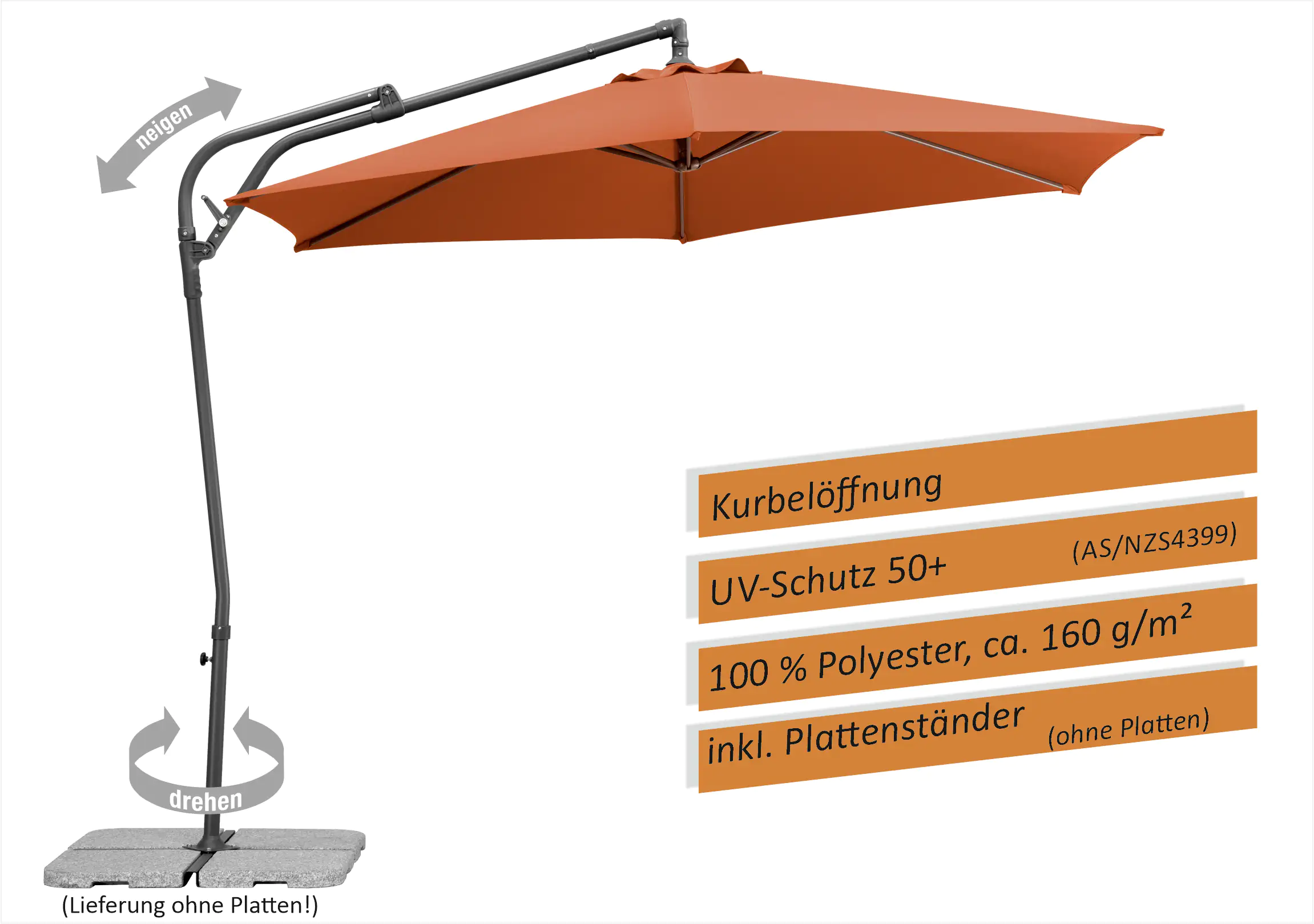 Schneider Ampelschirm Genua terracotta Ø 300 cm