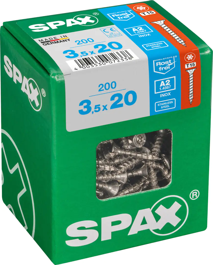 Spax Universalschrauben 3.5 x 20 mm TX 15 - 200 Stück Edelstahl