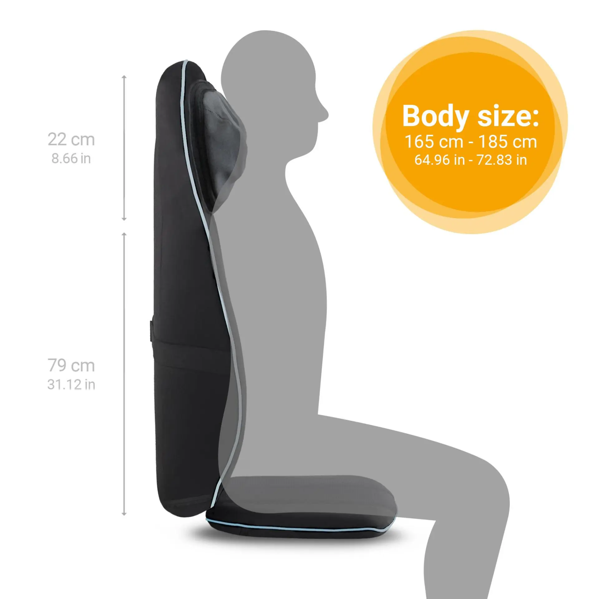 Medisana Massagesitzauflage MC 823 schwarz, Maße: ca. 110 x 42,5 x 18 cm