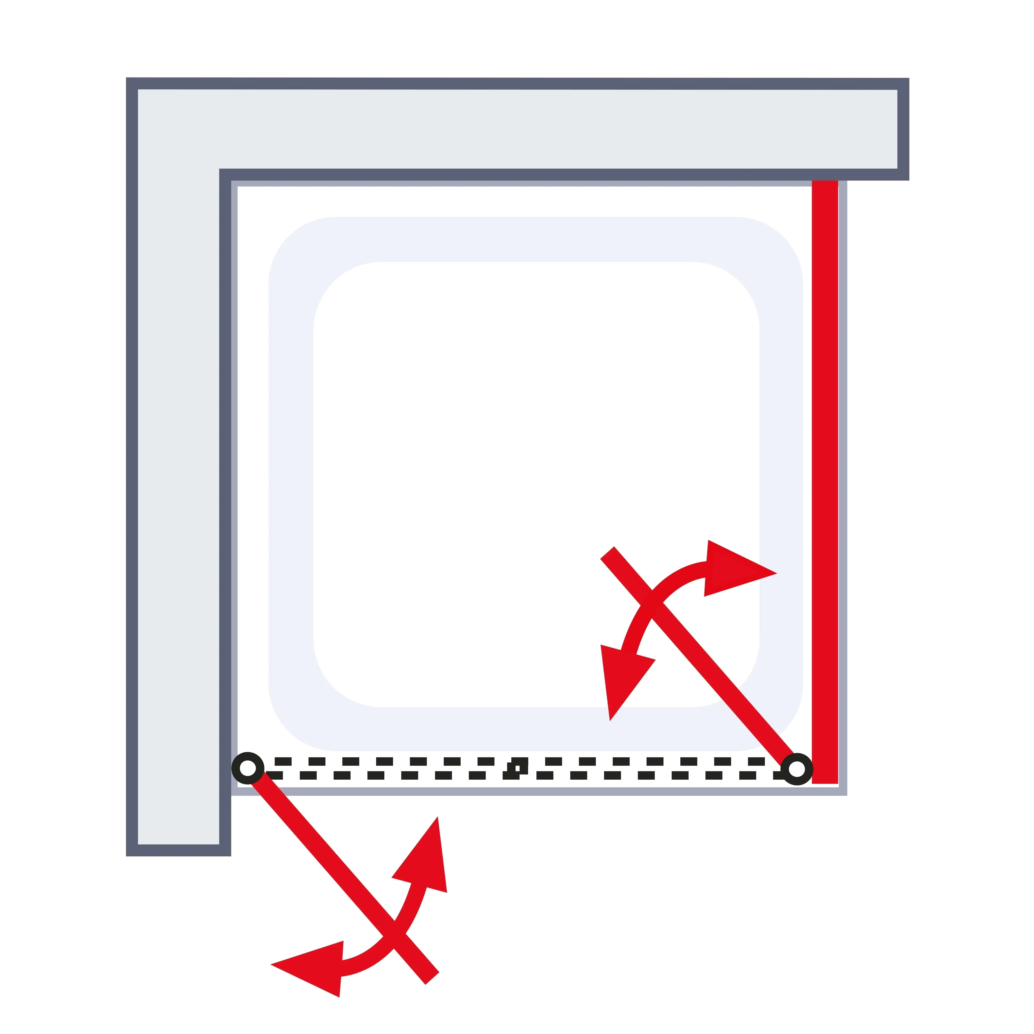 Schulte Pendeltür und Seitenwand rechts 80 x 80 x 200 cm Garant 2.0 Alu-Natur Türanschlag links
