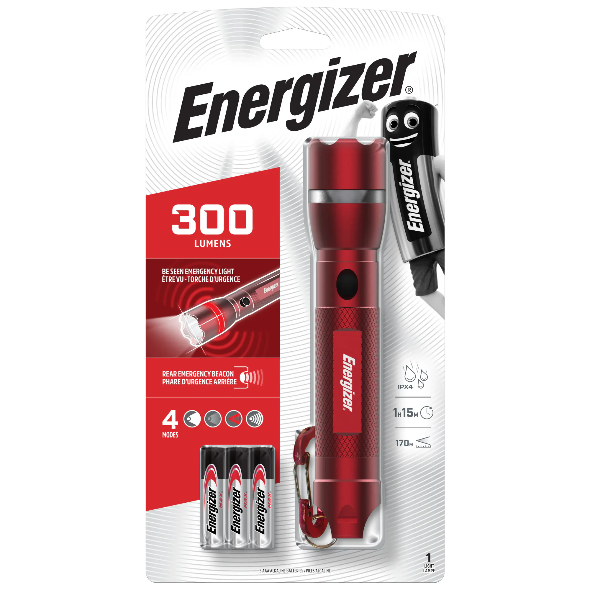 Energizer Taschenlampe Emergency Metal Light inkl. 3x AAA rot
