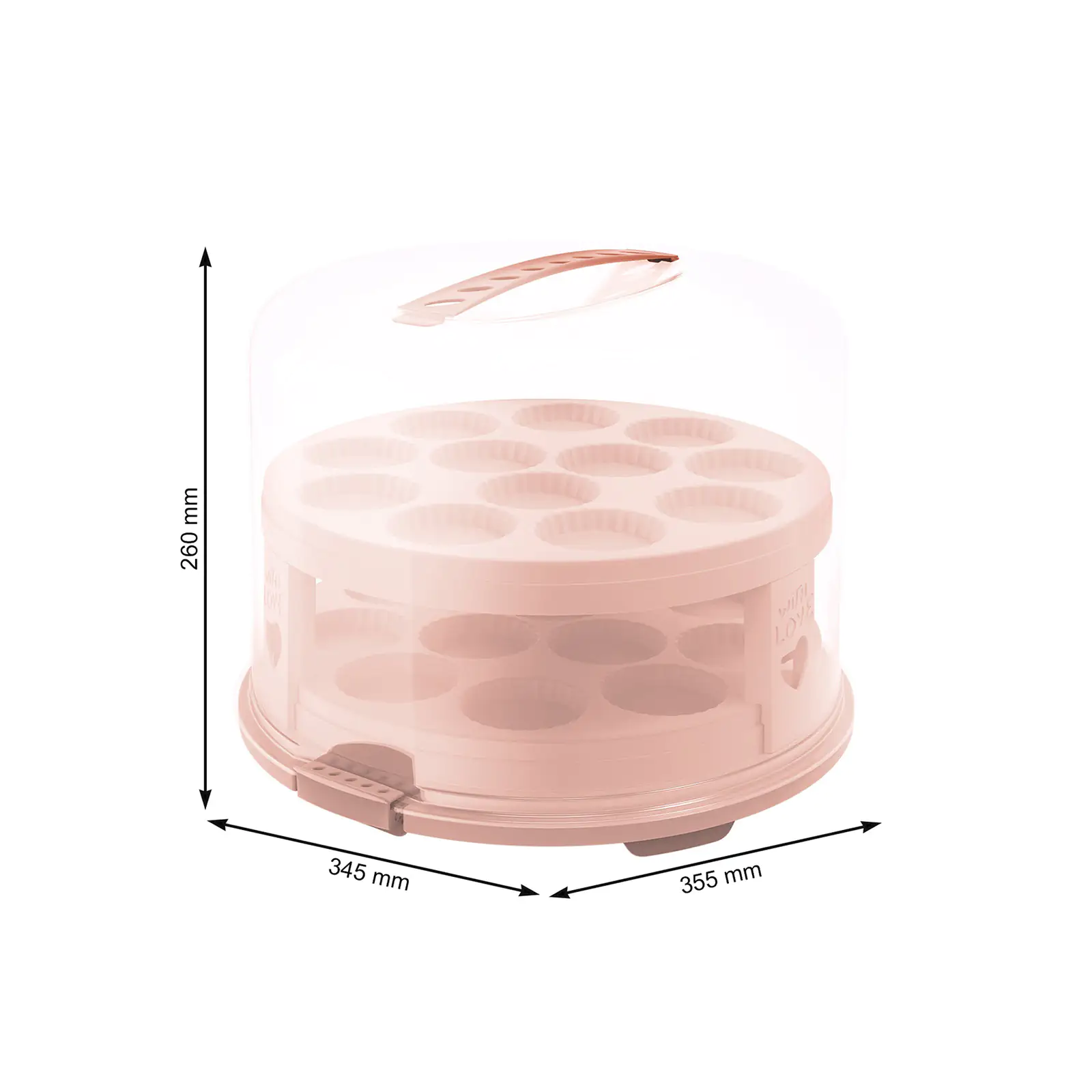 Rotho Tortenglocke Fresh XL mit Trays 26 cm inkl. zwei Einsätzen pink