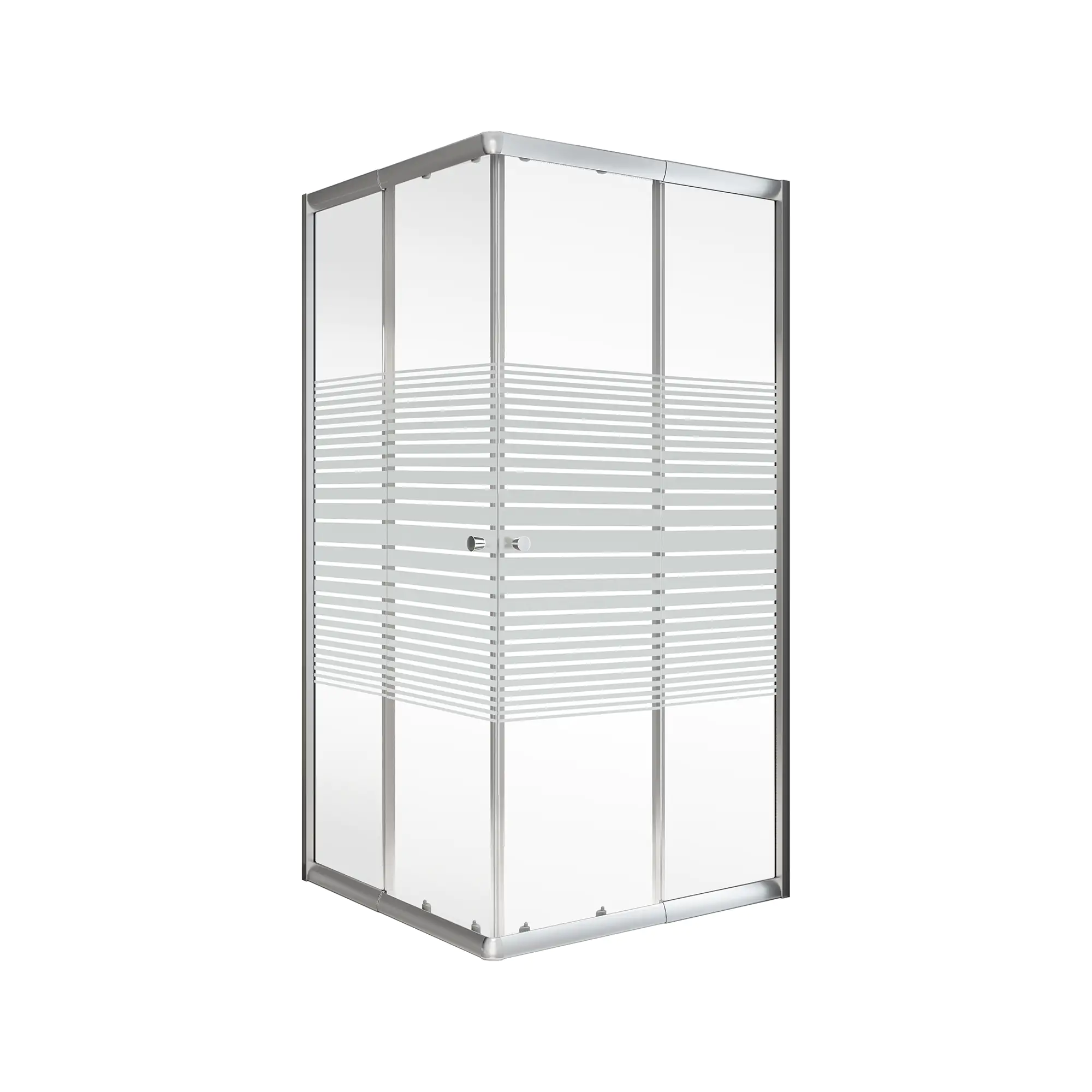 Schulte Eckeinstieg Sunny mit Schiebetüren und Dekorglas 75 - 90 x 180 cm silber