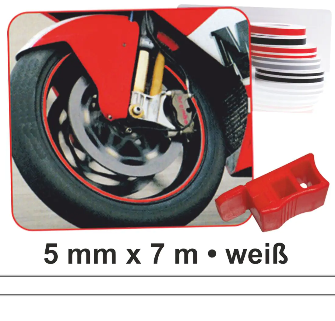 Hermann Schütz Zierstreifen Wheel-Stripes für Motorradfelgen weiß 5mm x 7m