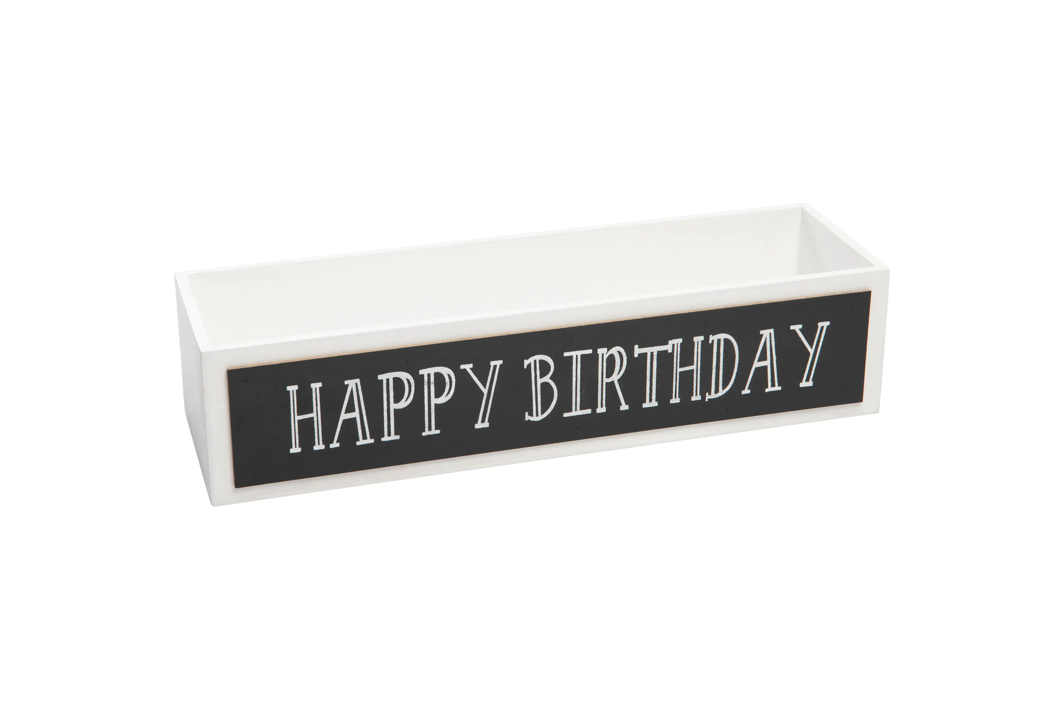 Freese Holzkiste  Happy Birthday weiß, 45 x 13 x 10,5 cm