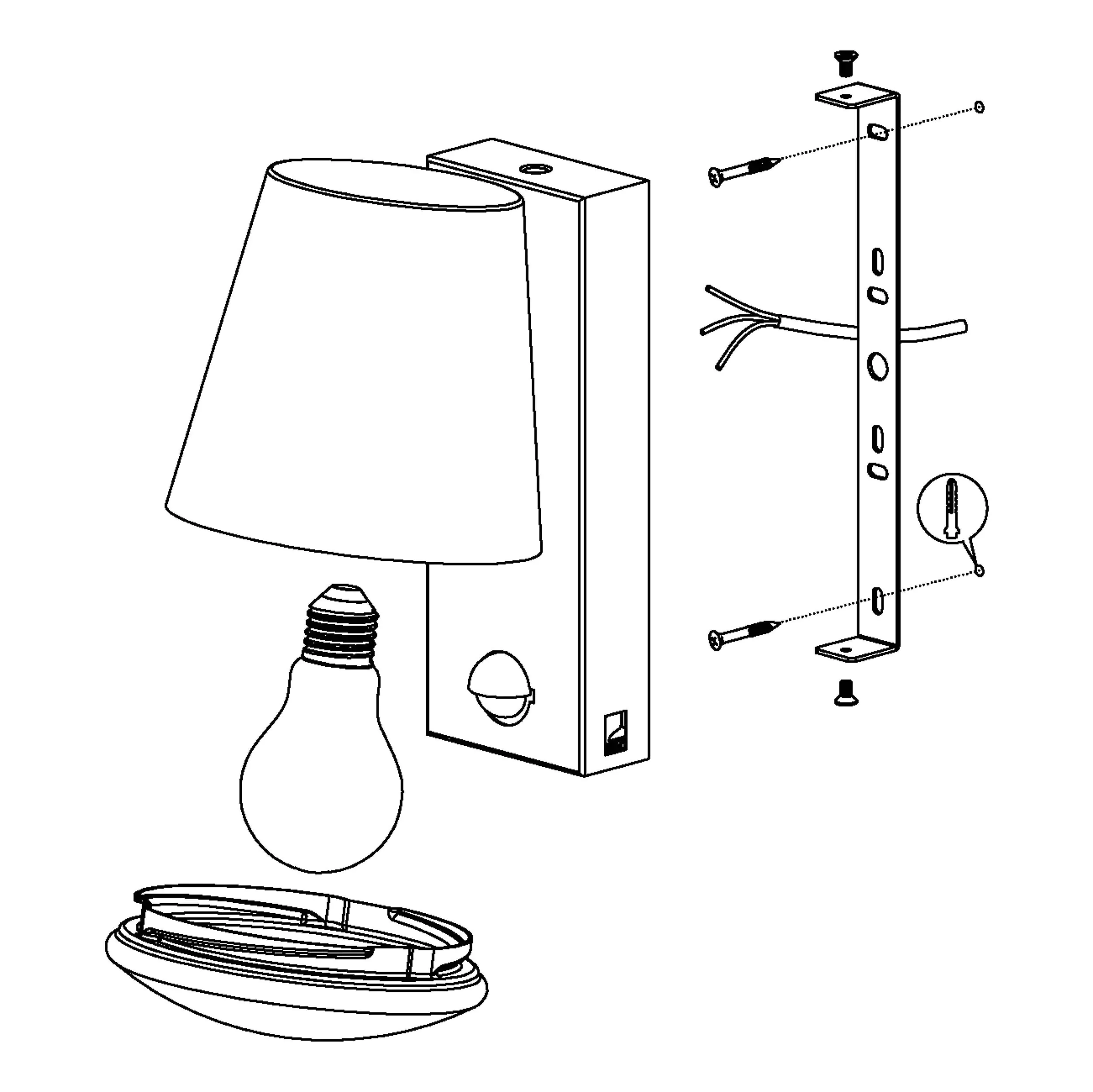 Eglo Sensor-Außen-Wandleuchte Caldiero E27 anthrazit