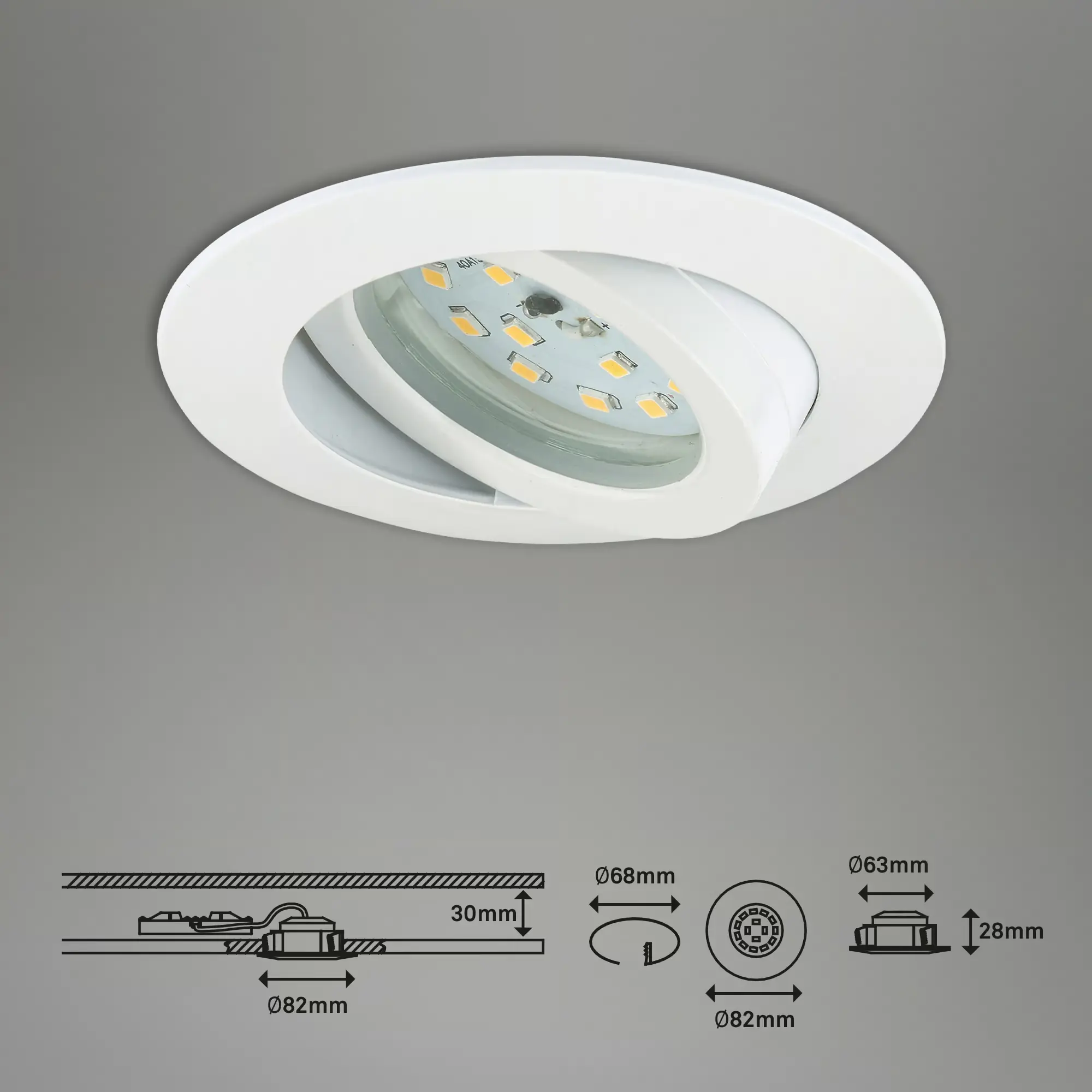Briloner 3er Set LED Einbauleuchten Attach weiß Ø 8,2 cm dimmbar