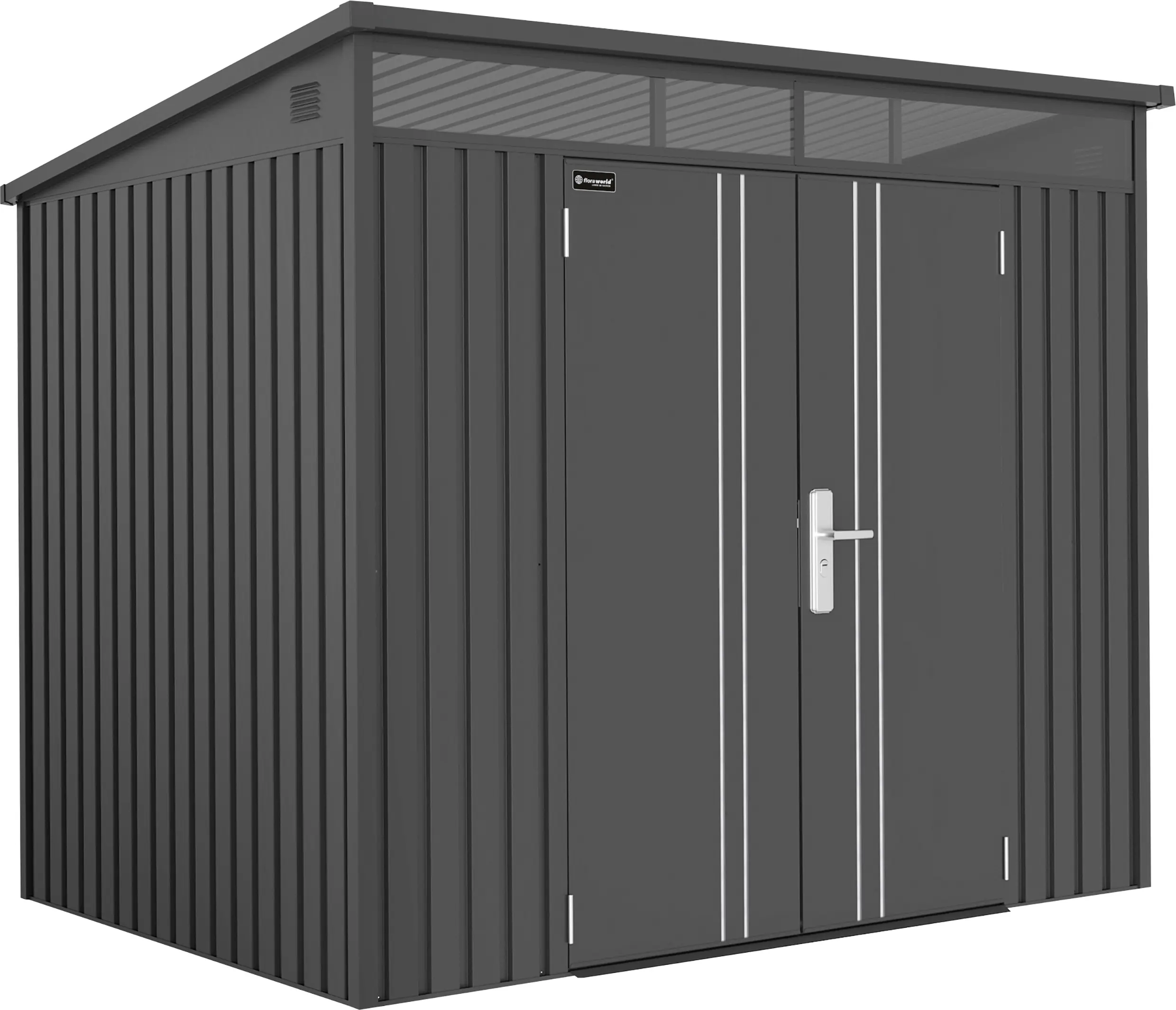 Floraworld Gerätehaus Premium schwarz-metallic 237 x 206 cm