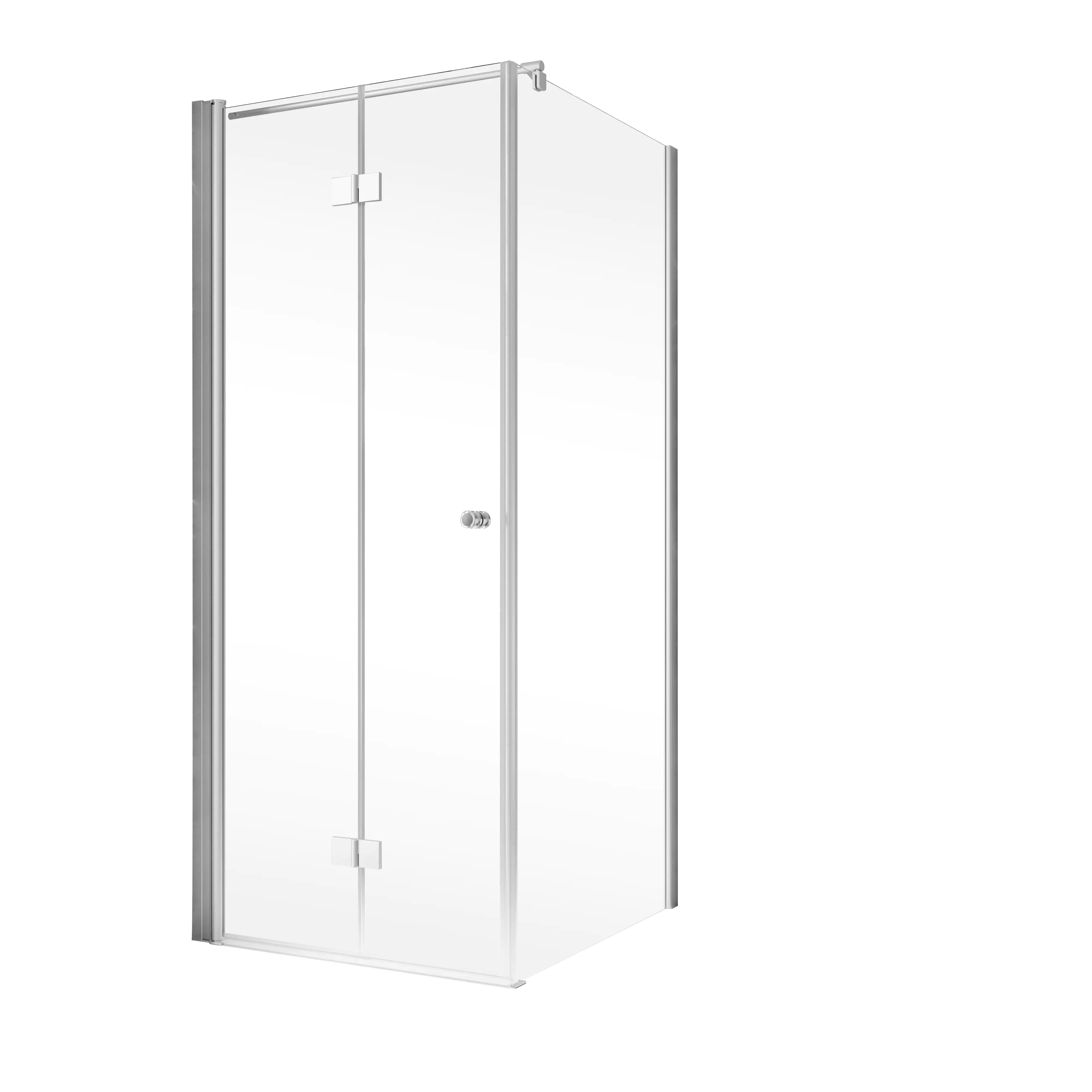 Schulte Drehfalttür und Seitenwand rechts 90 x 90 x 200 cm Garant 2.0 Alu-Natur Türanschlag links