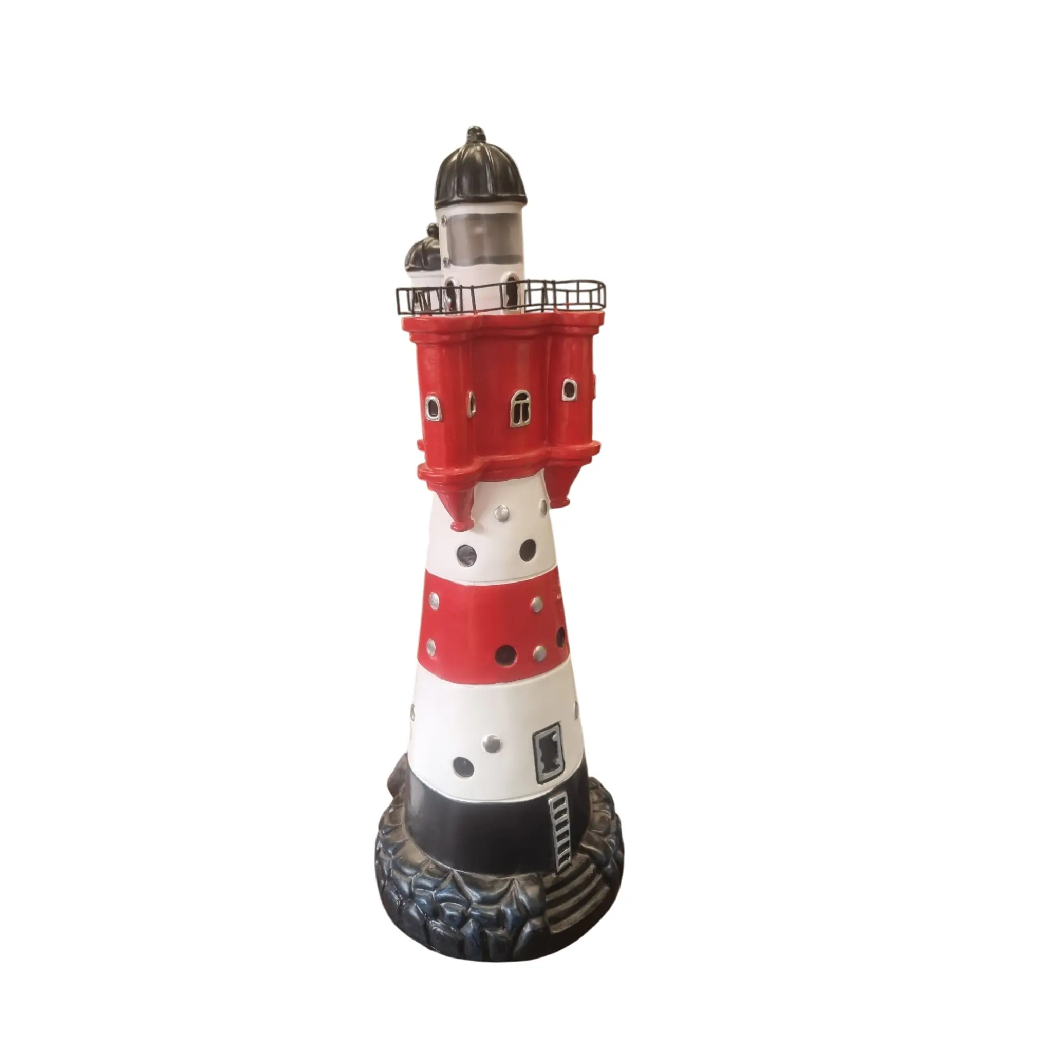 Dekofigur Leuchtturm Roter Sand 48 x 18,5 cm rot/weiß