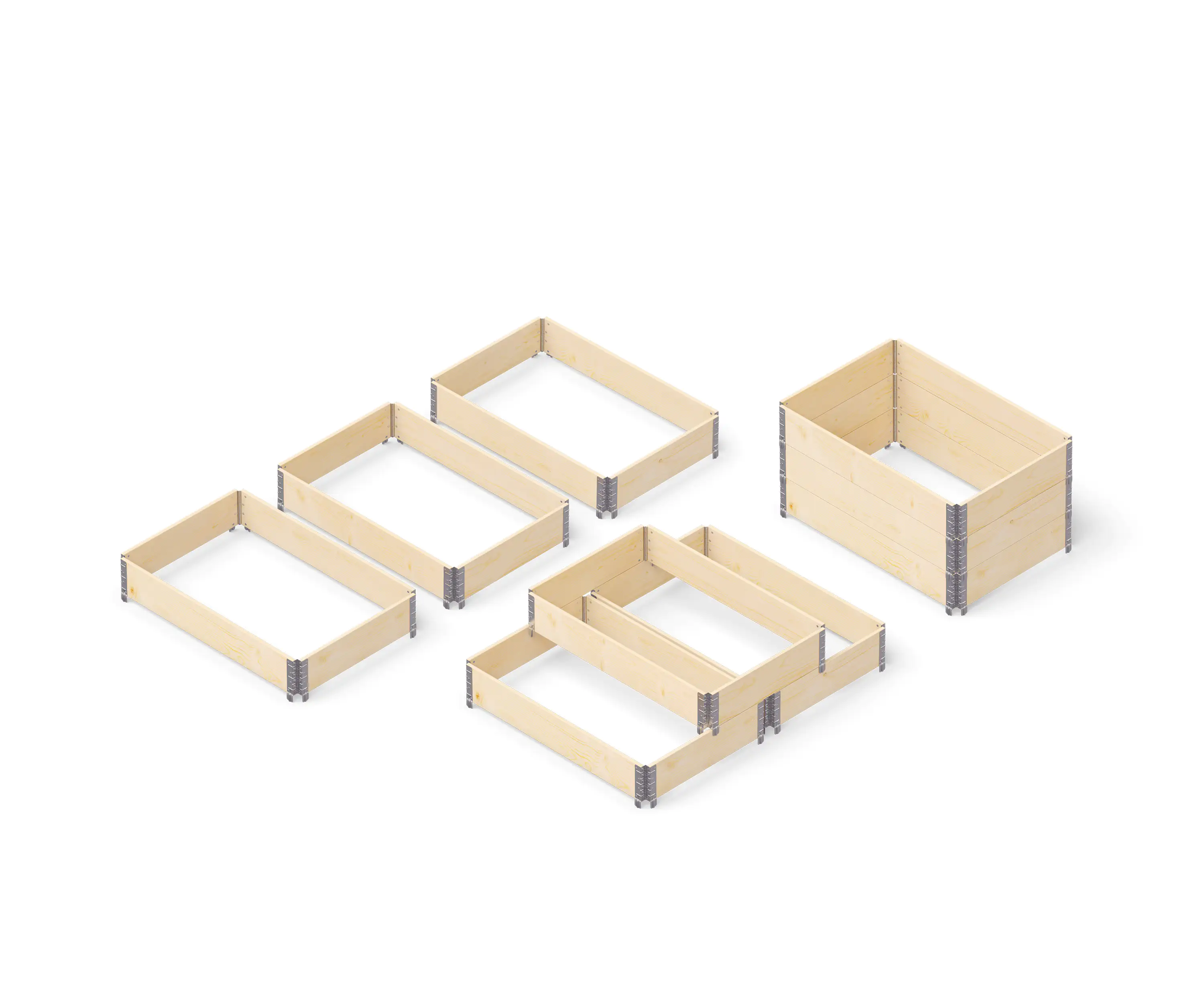 Upyard Palettenrahmen Hochbeet 3er-Set  80 x 60 cm