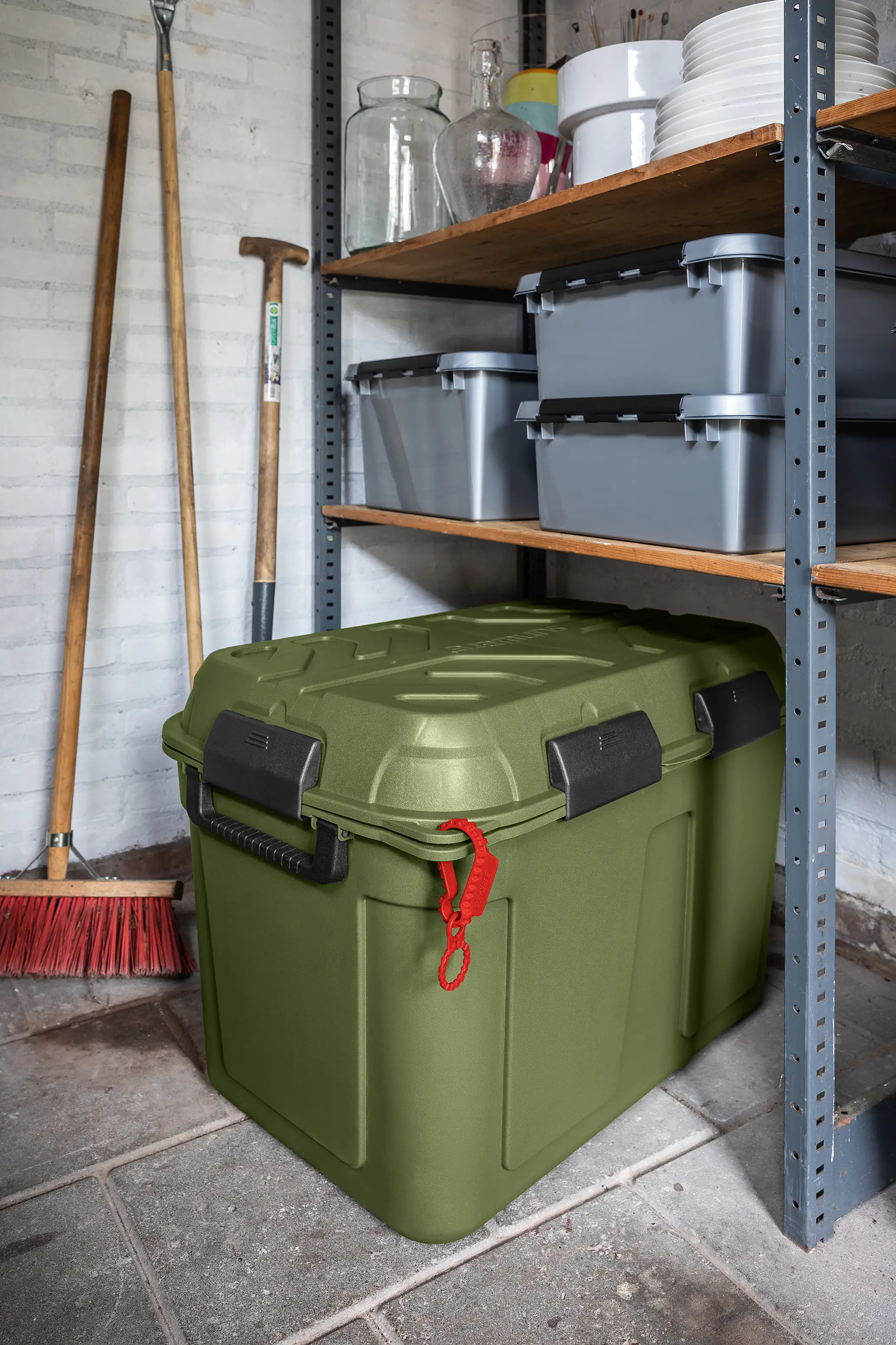 Sunware Aufbewahrungsbox Q-Line Outdoor mit Deckel 79 x 54,5 cm 160 L anthrazit-grün