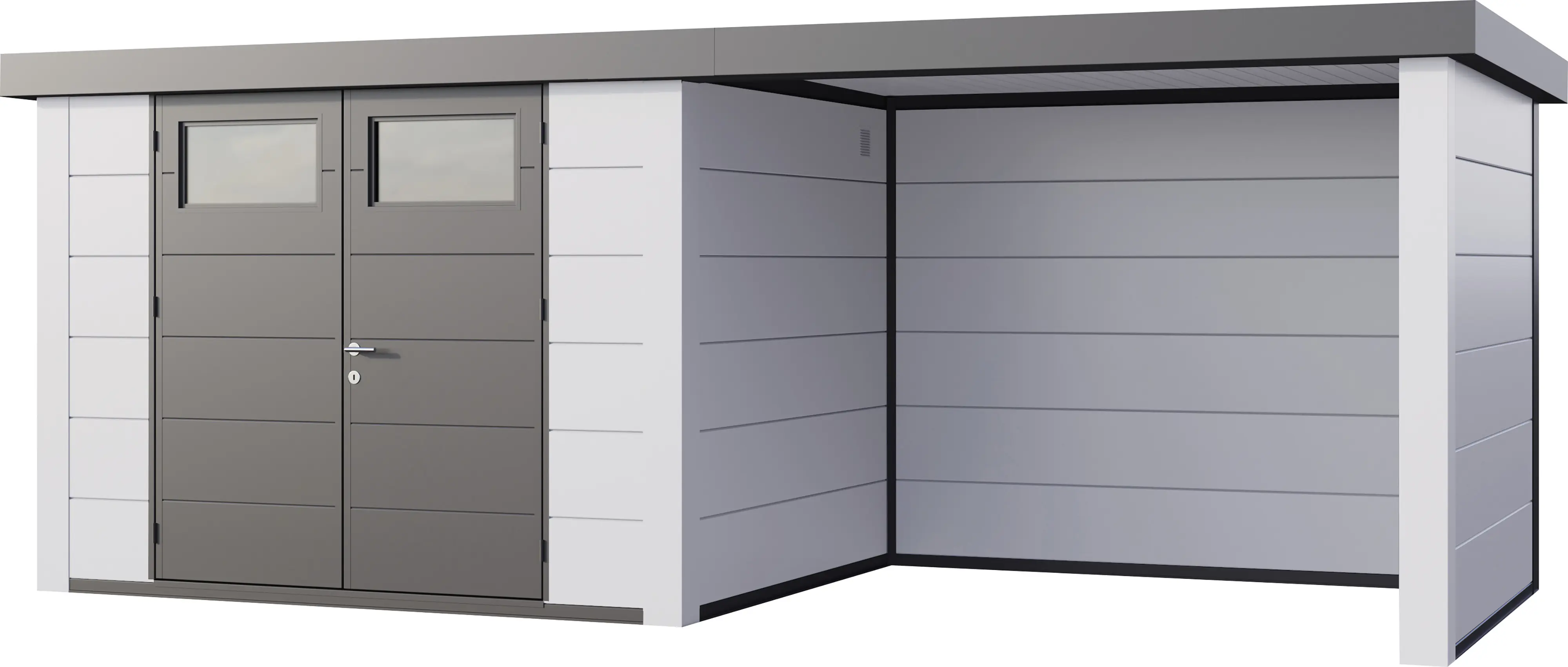 Telluria Gerätehaus Classico Lounge S 3024 rechts EW weiß 582 x 238 cm