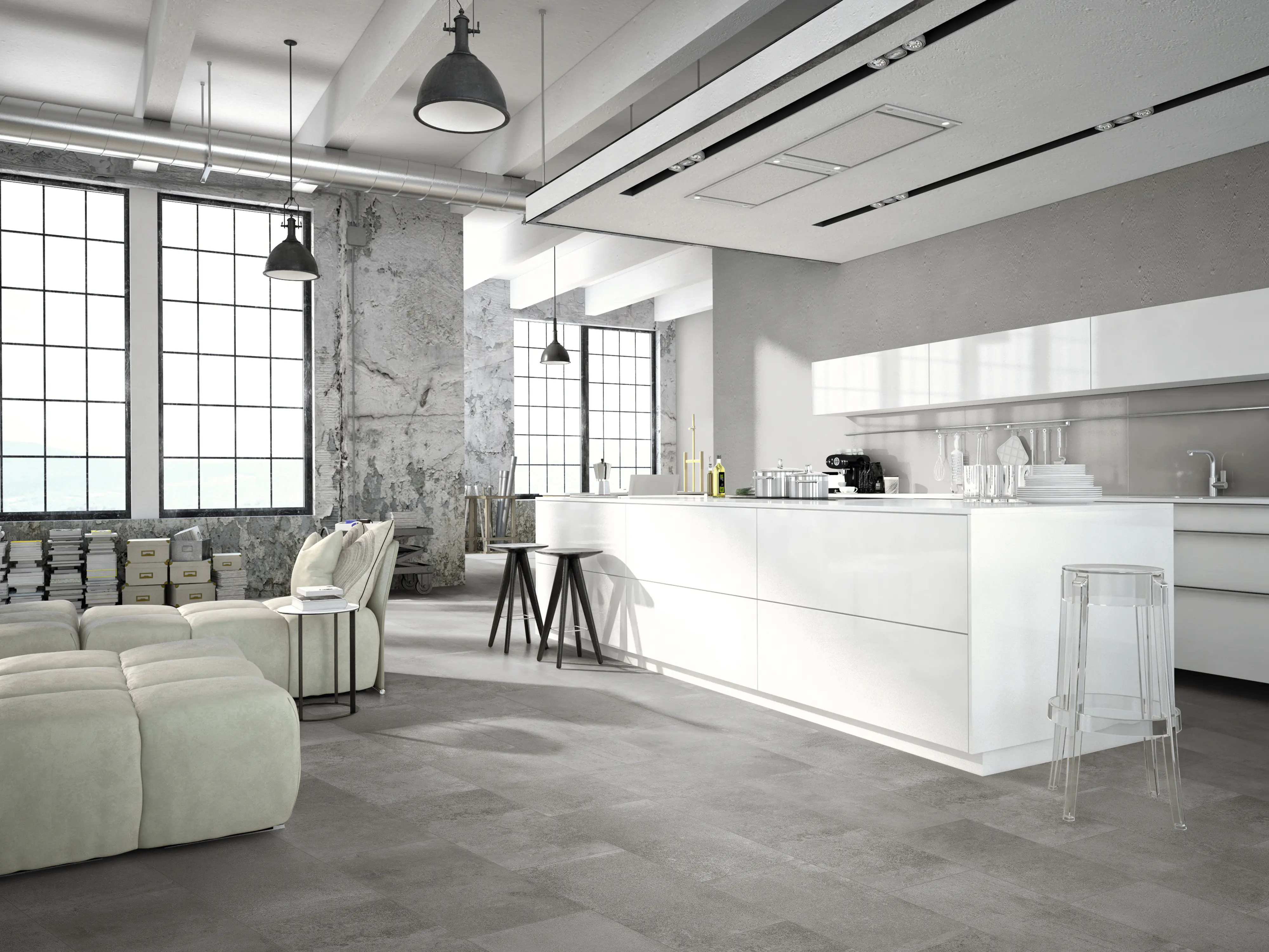 Classen Visiogrande Laminat Fliese Megaloc Aquaprotect 60,4 x 28 cm Zementestrich grau