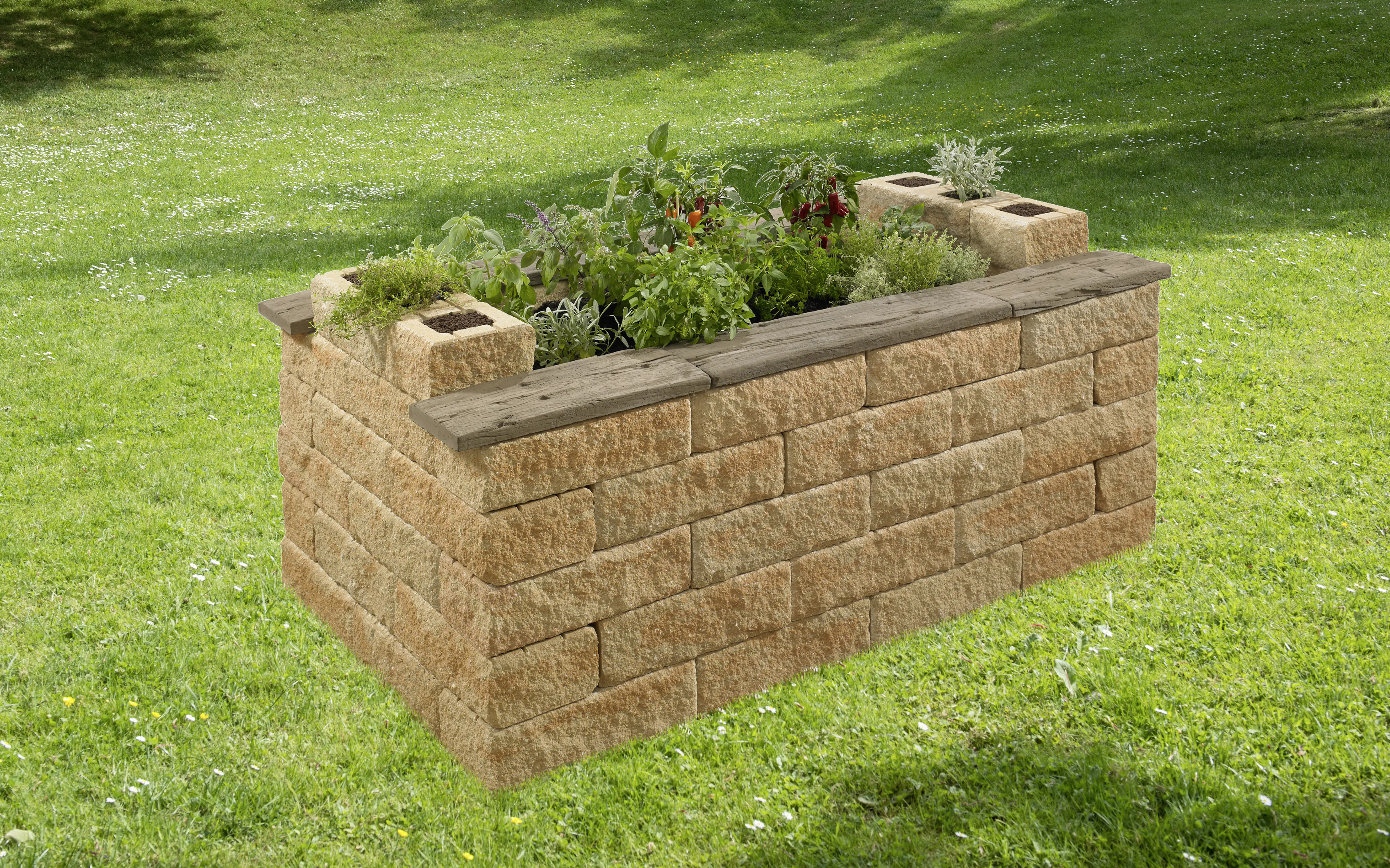 Kann Hochbeet-Set 2 Bruchstein 200 x 125 x 81 cm sandstein