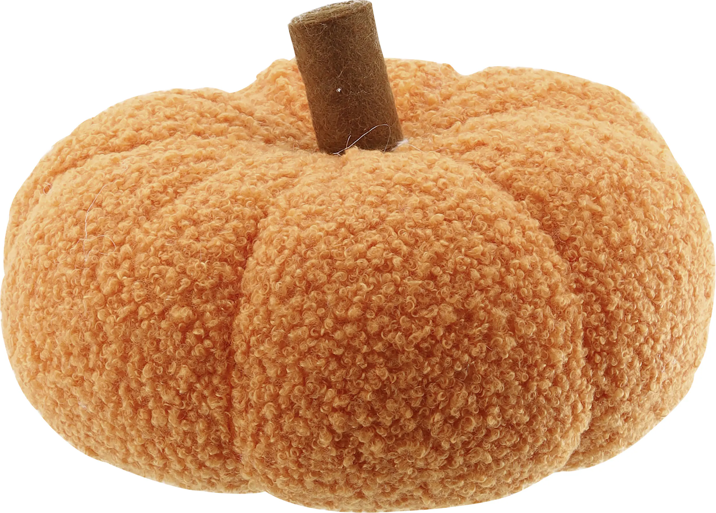 Herbstdeko Kürbis Plüsch 12 cm orange-braun