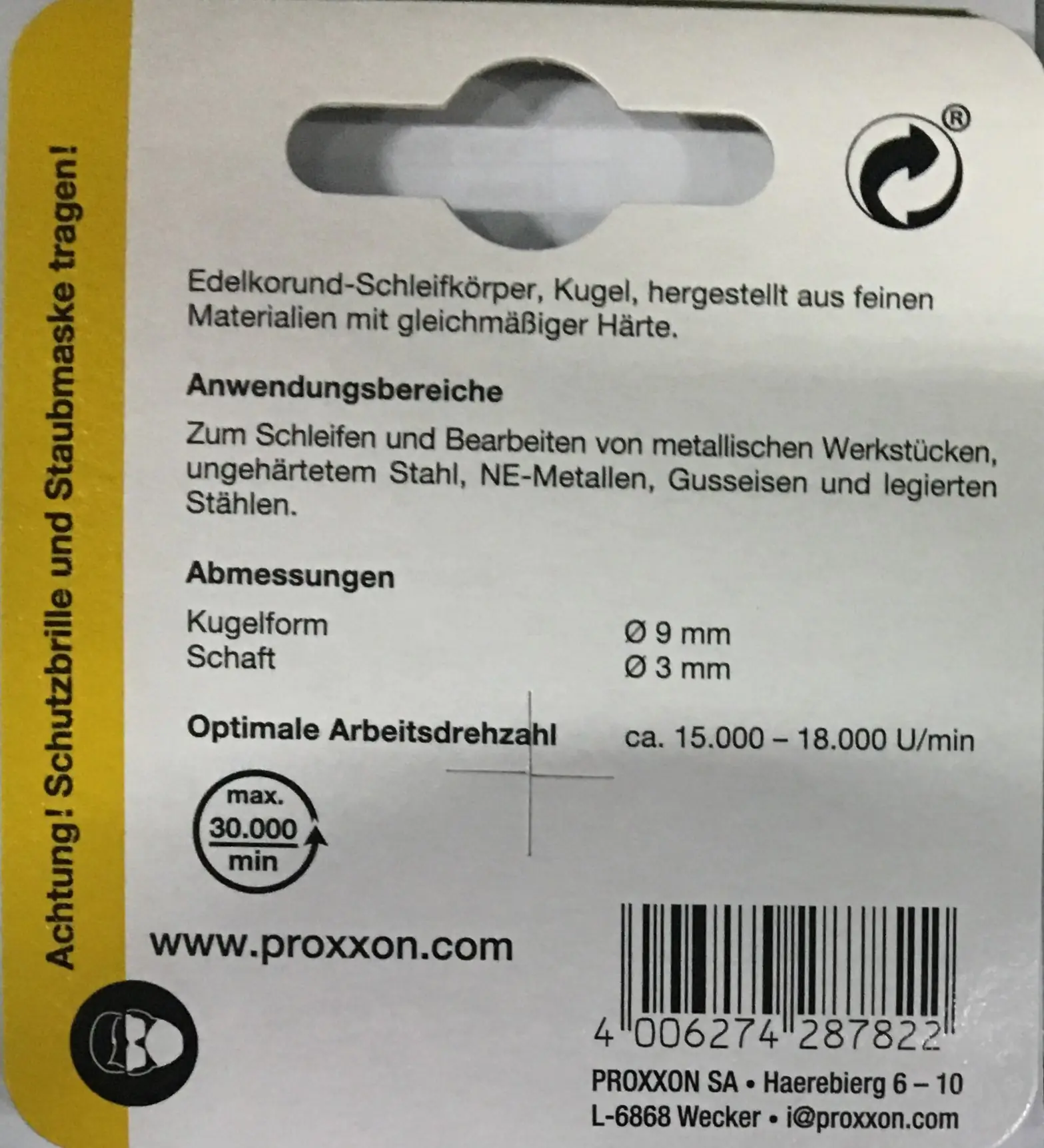 Proxxon Micromot Edelkorund-Schleifkörper 9 mm