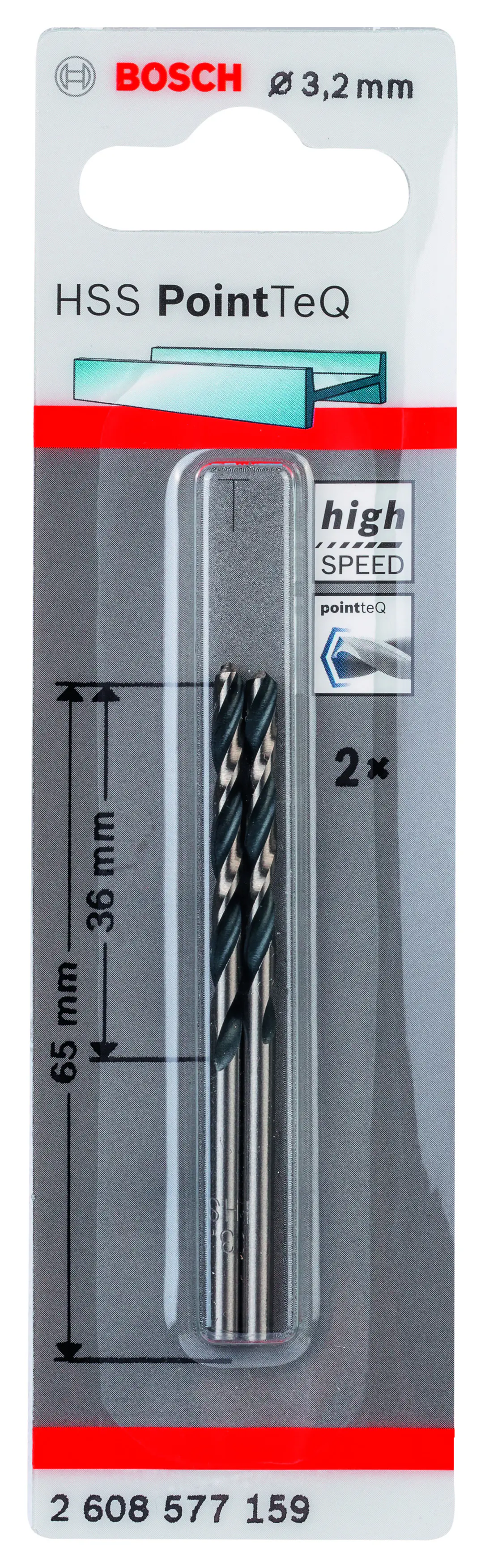 Bosch HSS-Spiralbohrer PointTeQ 3,2 mm
