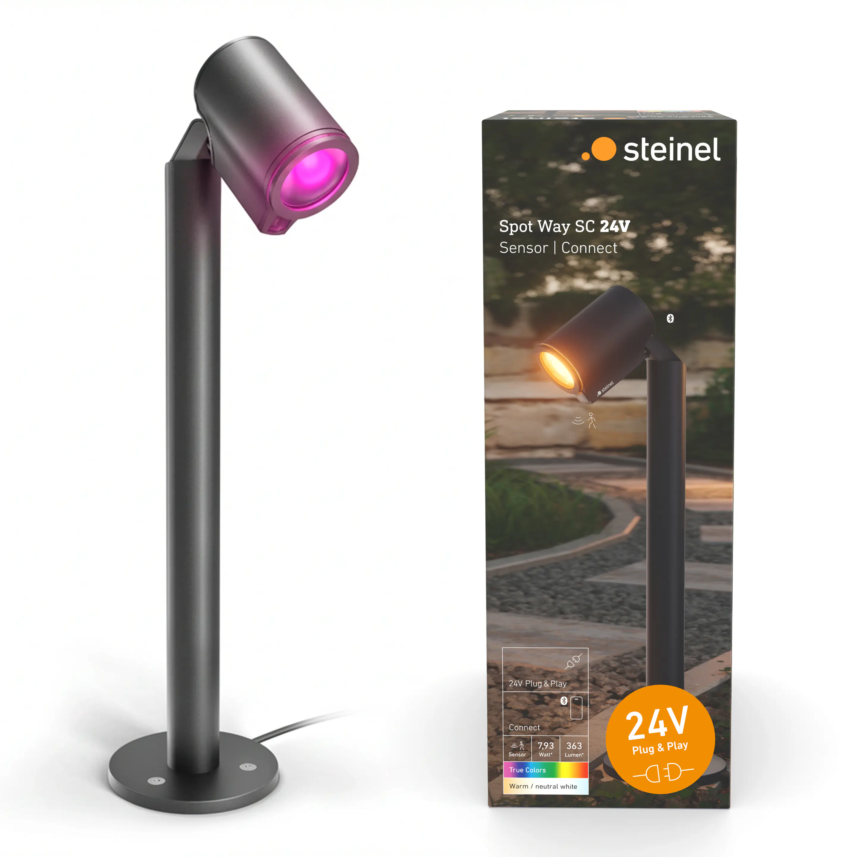 Steinel LED Wegeleuchte Spot Way 24V Bewegungssensor warmweiß-neutralweiß RGB anthrazit