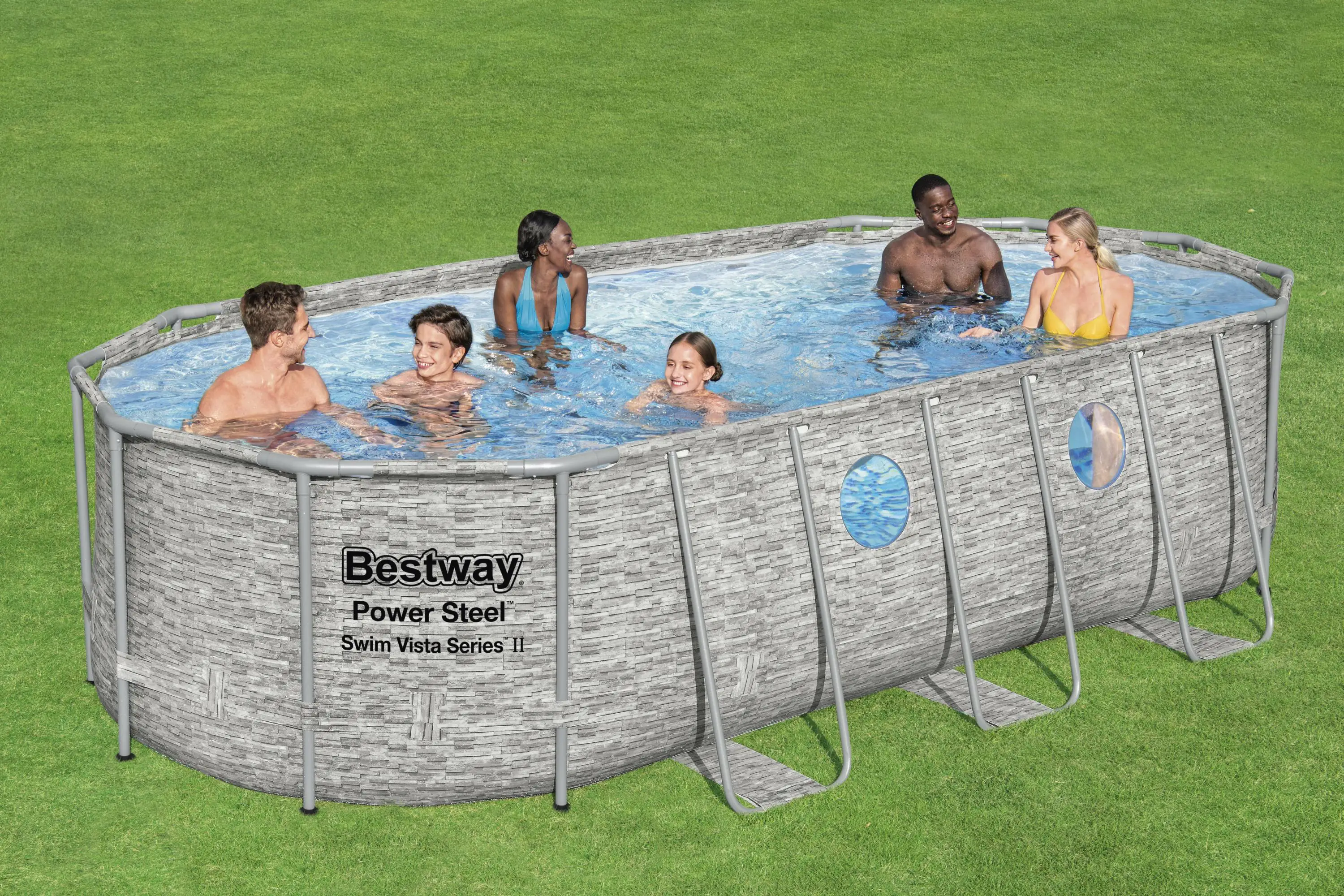 Bestway Power SteelFrame Pool Komplett-Set oval 549 x 274 x 122 cm