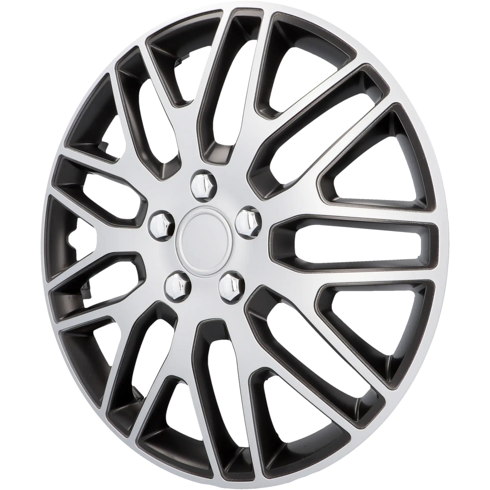 Cartrend Radzierblende Branch 40 cm (16 Zoll) silber schwarz 4 Stück