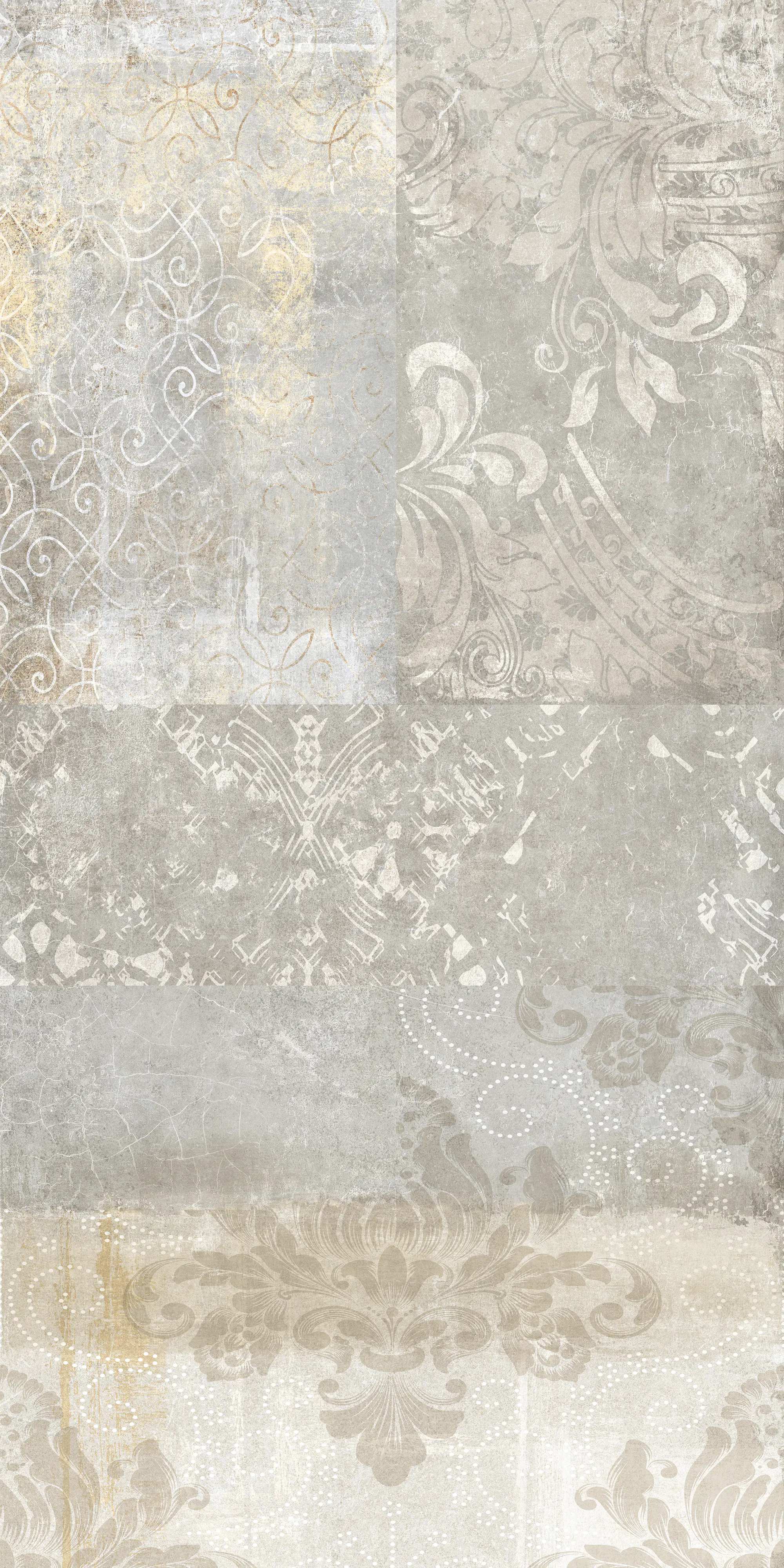 Bodenfliese Feinsteinzeug Decoro Barocco 60 x 120,2 cm beige-grau-anthrazit