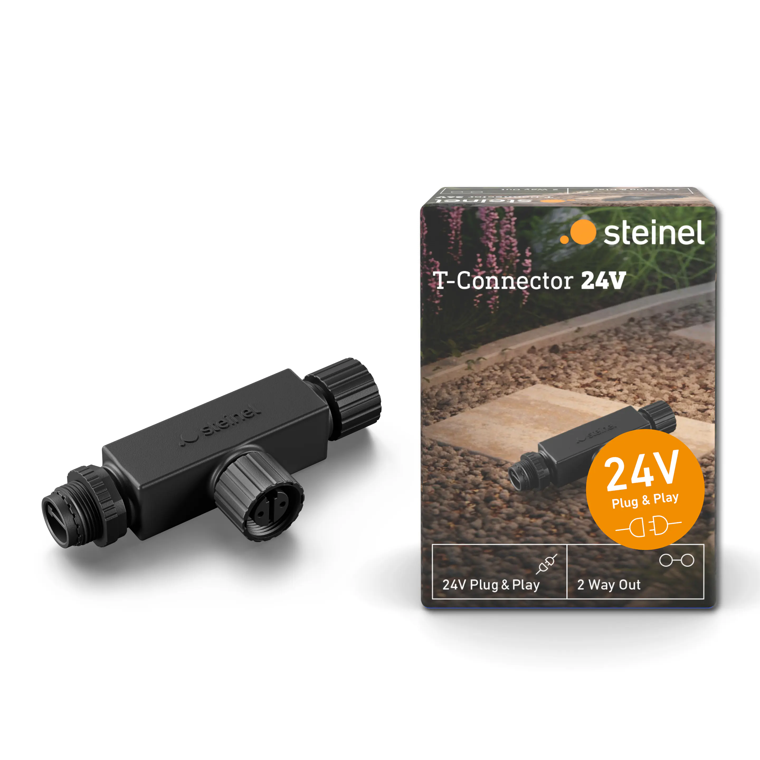 Steinel T-Verbinder für 24V Garten-Lichtsystem schwarz