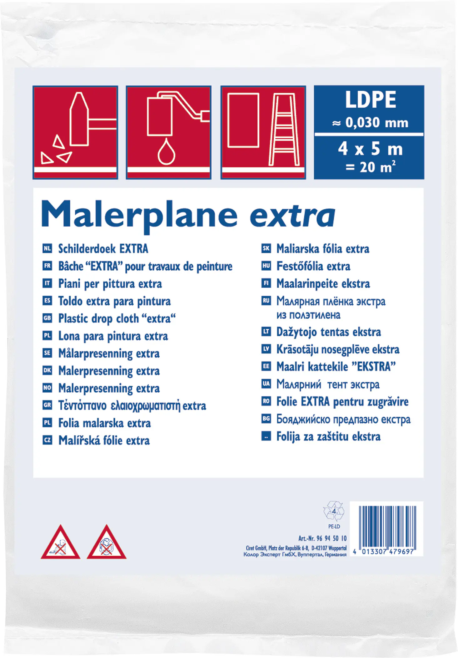 Color Expert Bauplane LDPE 30 my 4 x 12,5 m 50 m², transluzent