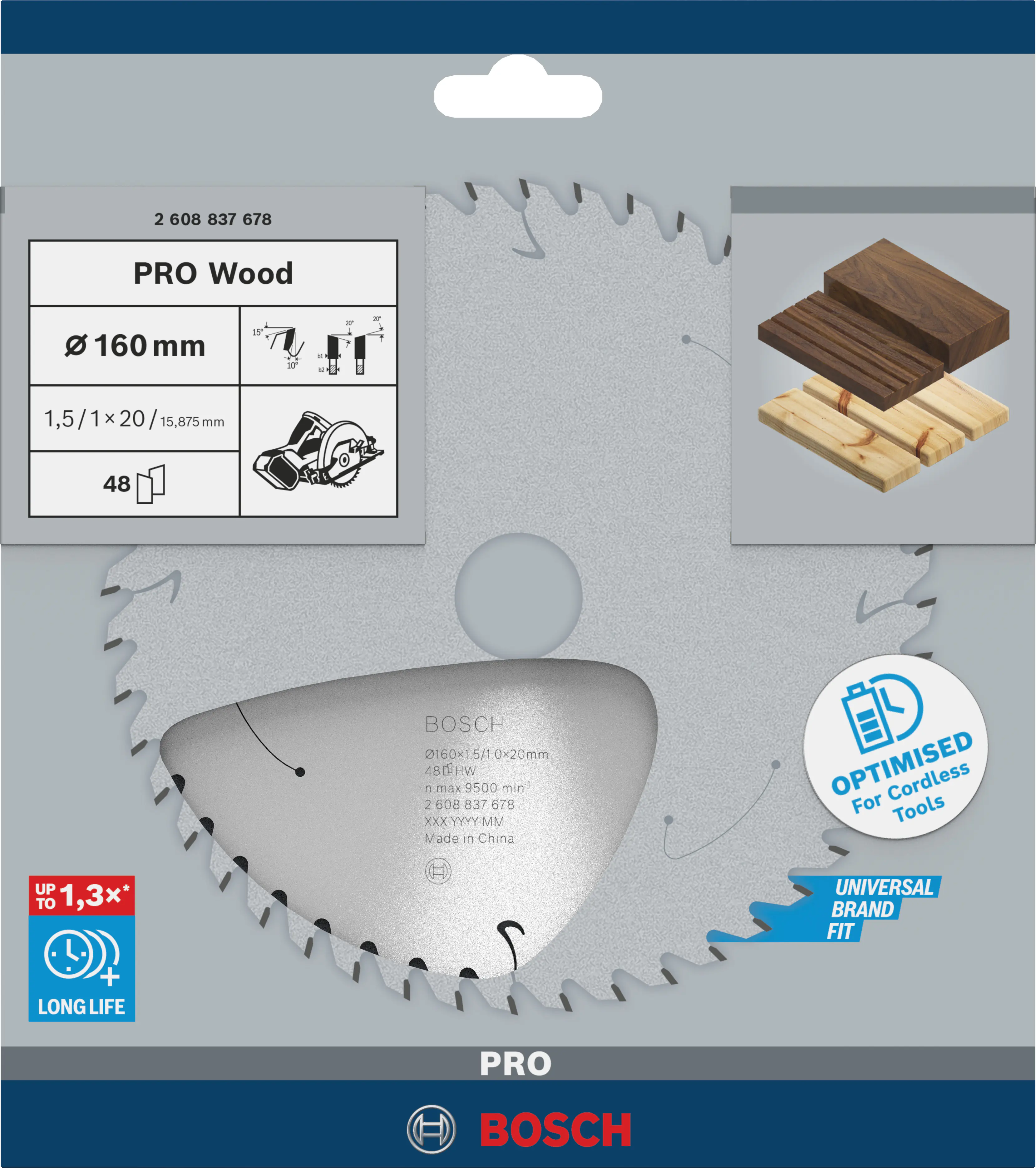 Bosch PRO Wood cordless Kreissägeblatt 160 x 1,5 x 20 mm T48