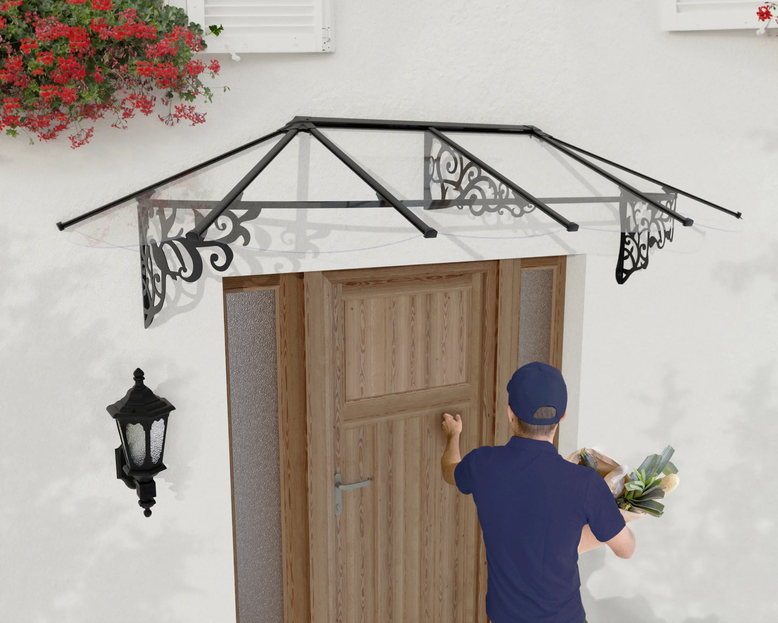 Canopia Vordach Lily 2600 Schwarz Alu 267 x 88 cm