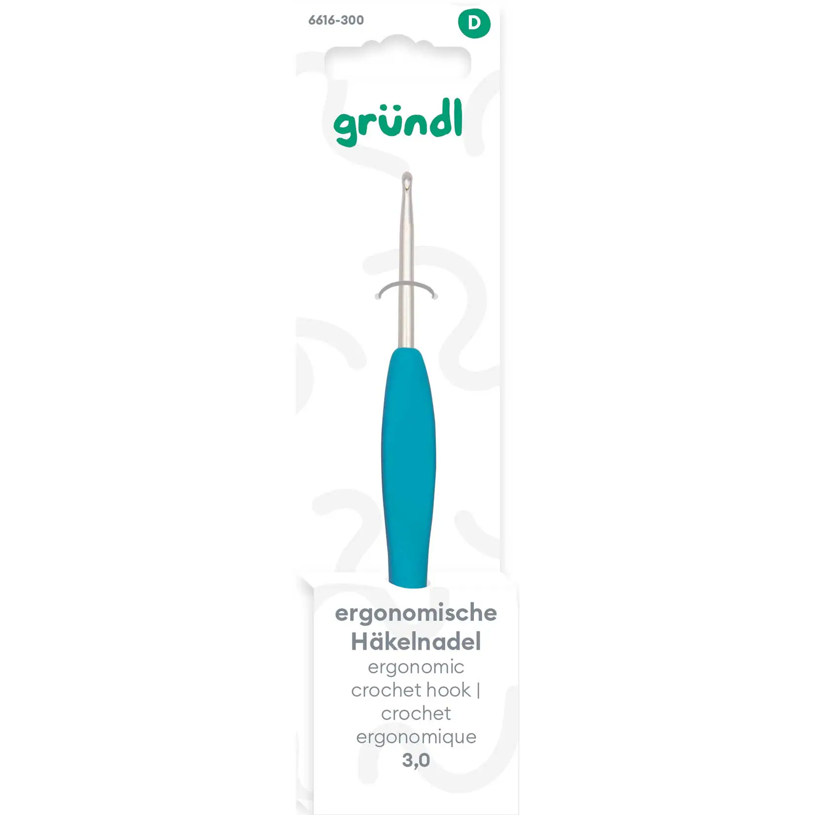 Gründl Ergonomische Häkelnadel 3 mm türkis