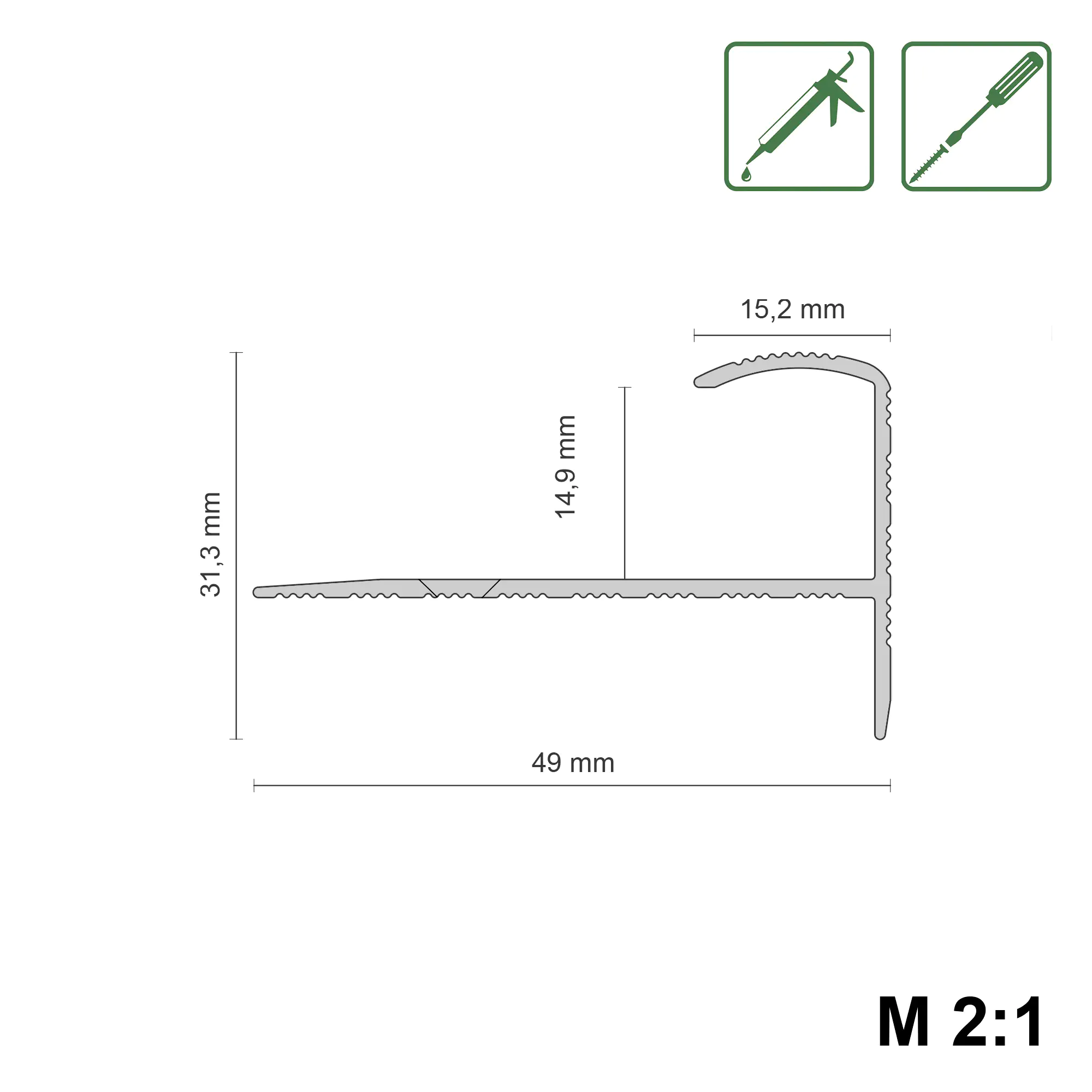 Treppenprofil 34 x 900 mm