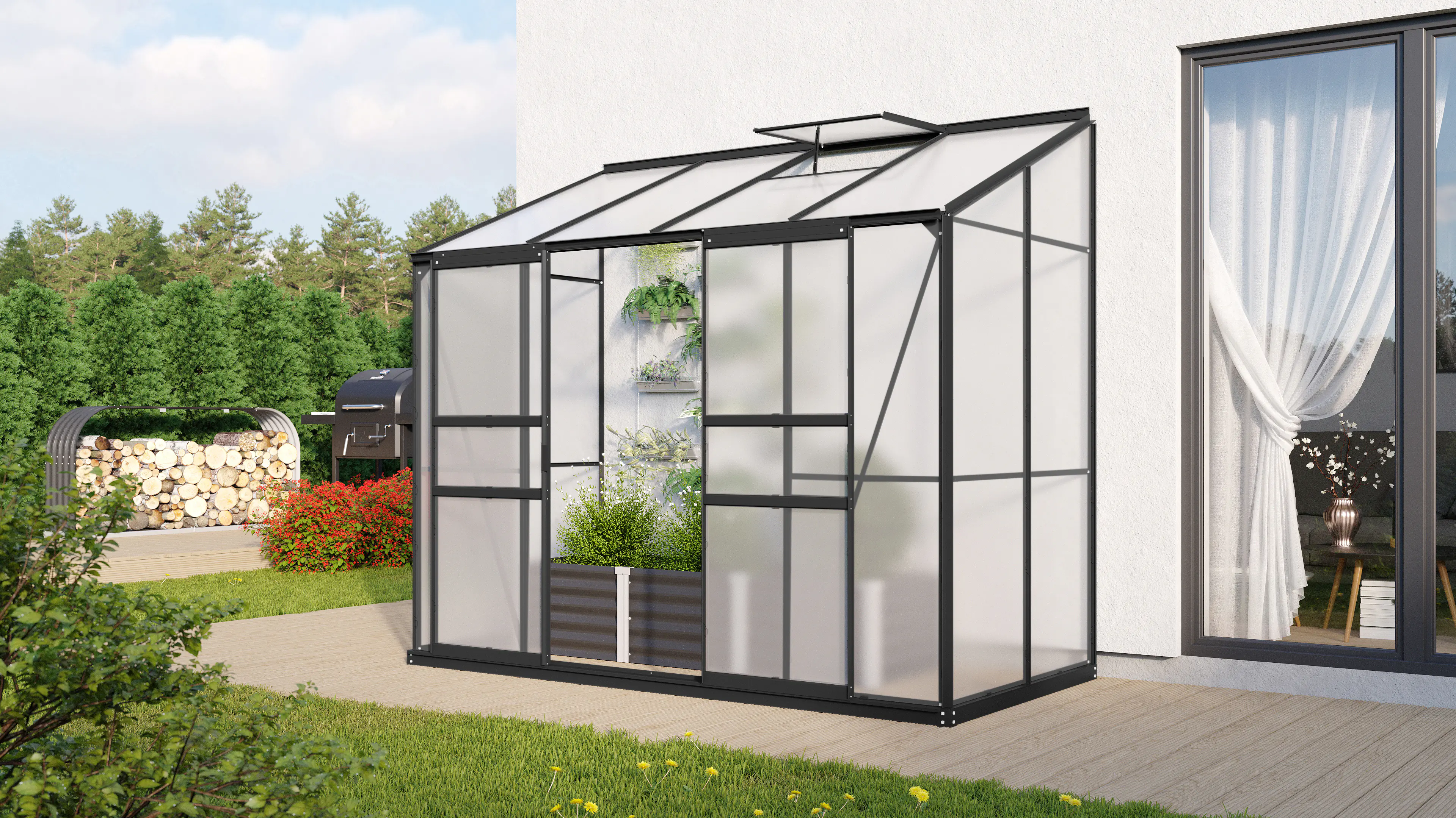 Vitavia Anlehngewächshaus Styx 3300 128 x 254 cm 4 mm HPK